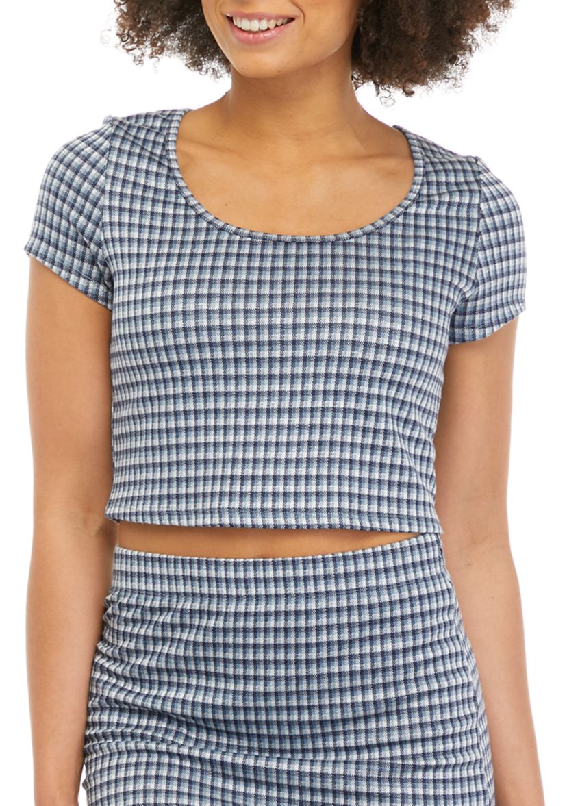 Juniors Checkered Crop Top 