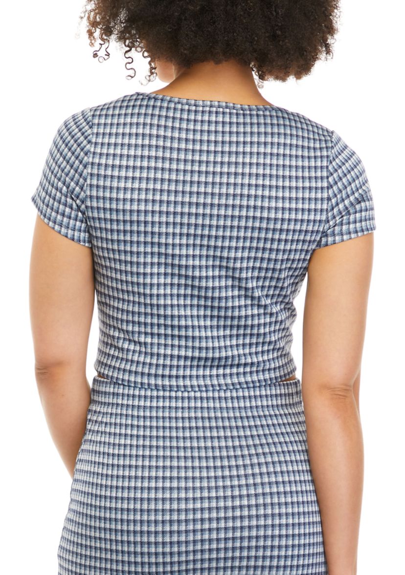 Juniors Checkered Crop Top 