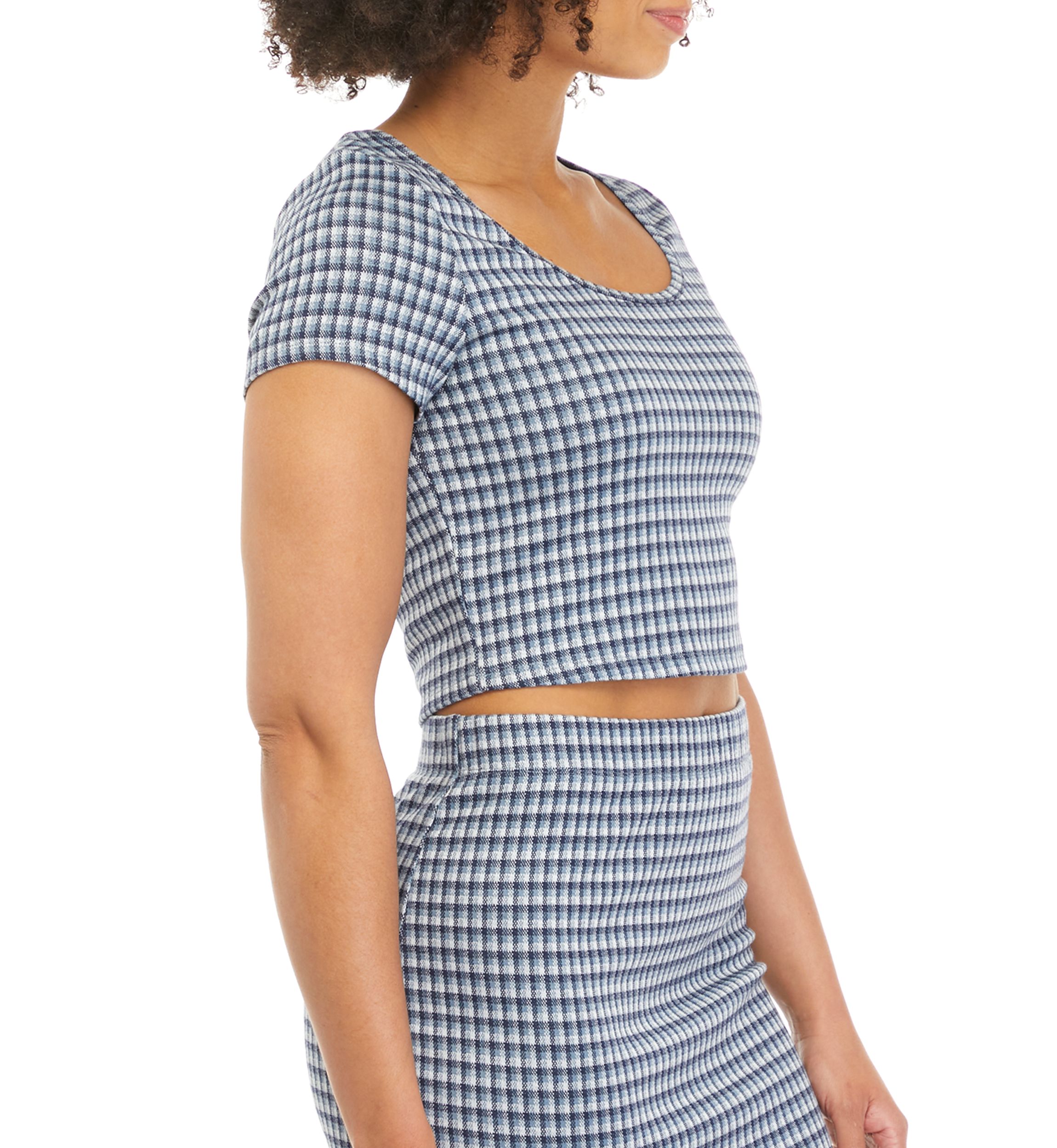 Juniors Checkered Crop Top 