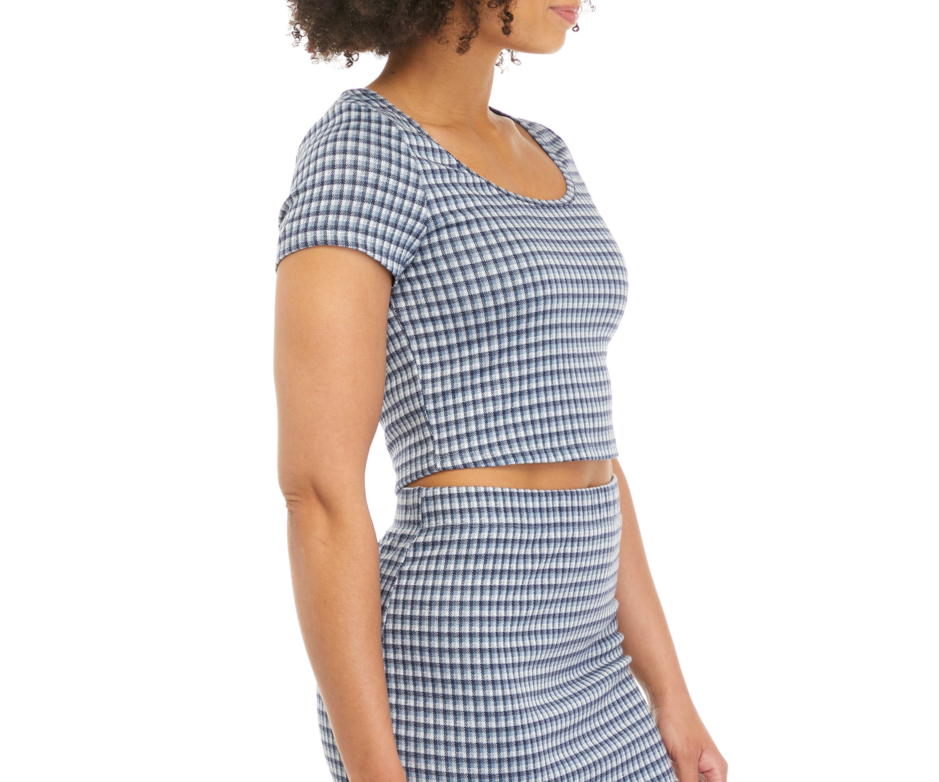 Juniors Checkered Crop Top 