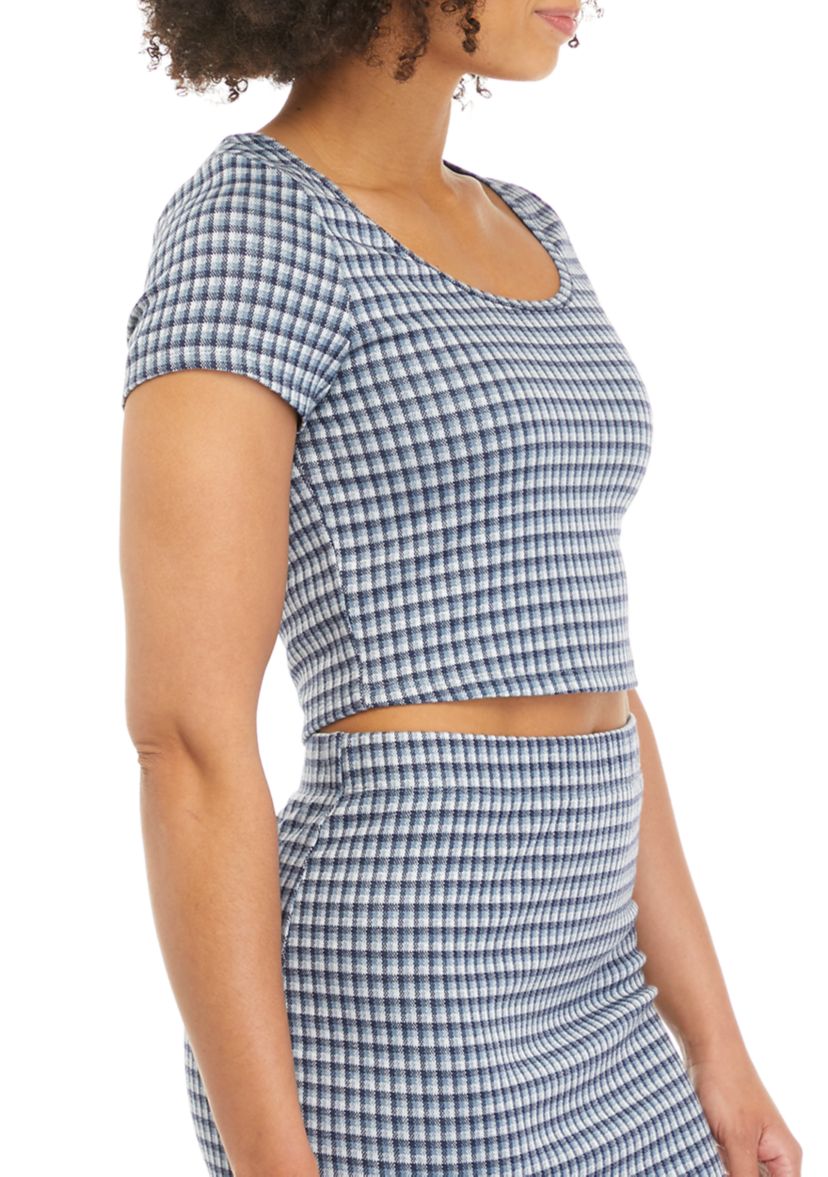 Juniors Checkered Crop Top 