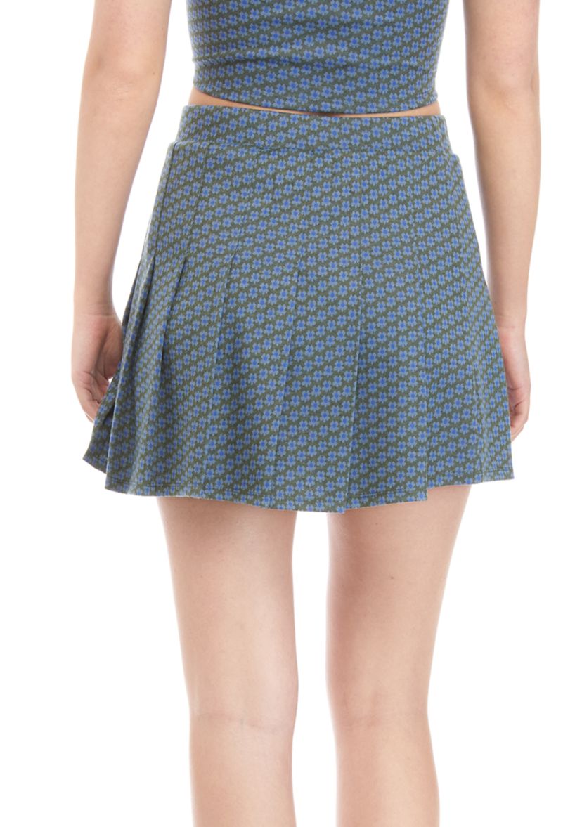 Juniors Pleated Floral Pull On Skirt 