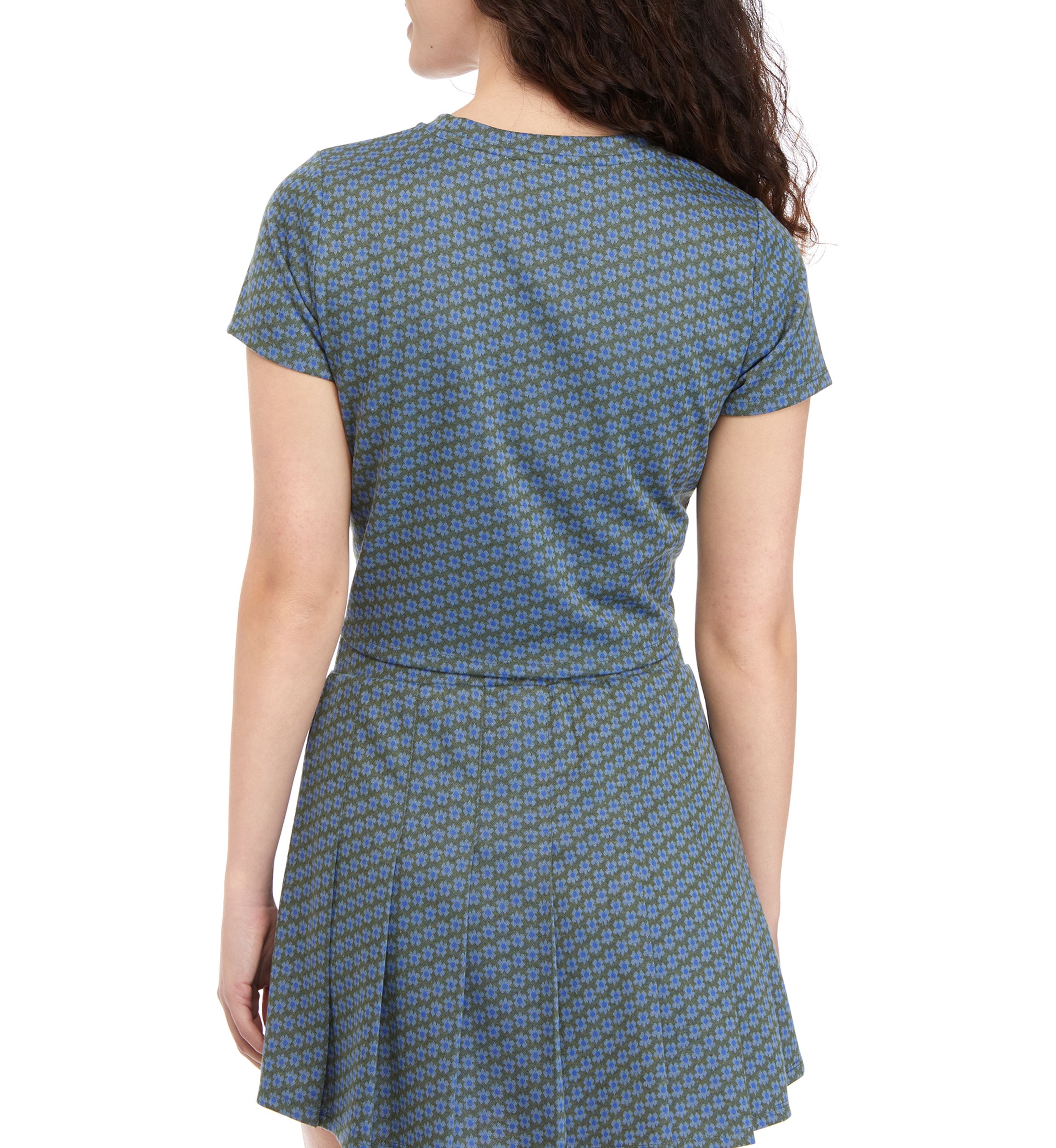 Juniors Floral Cinched Front Top