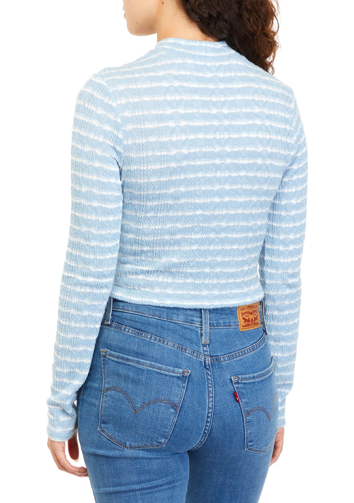 Juniors Long Sleeve Textured Mock Neck Top