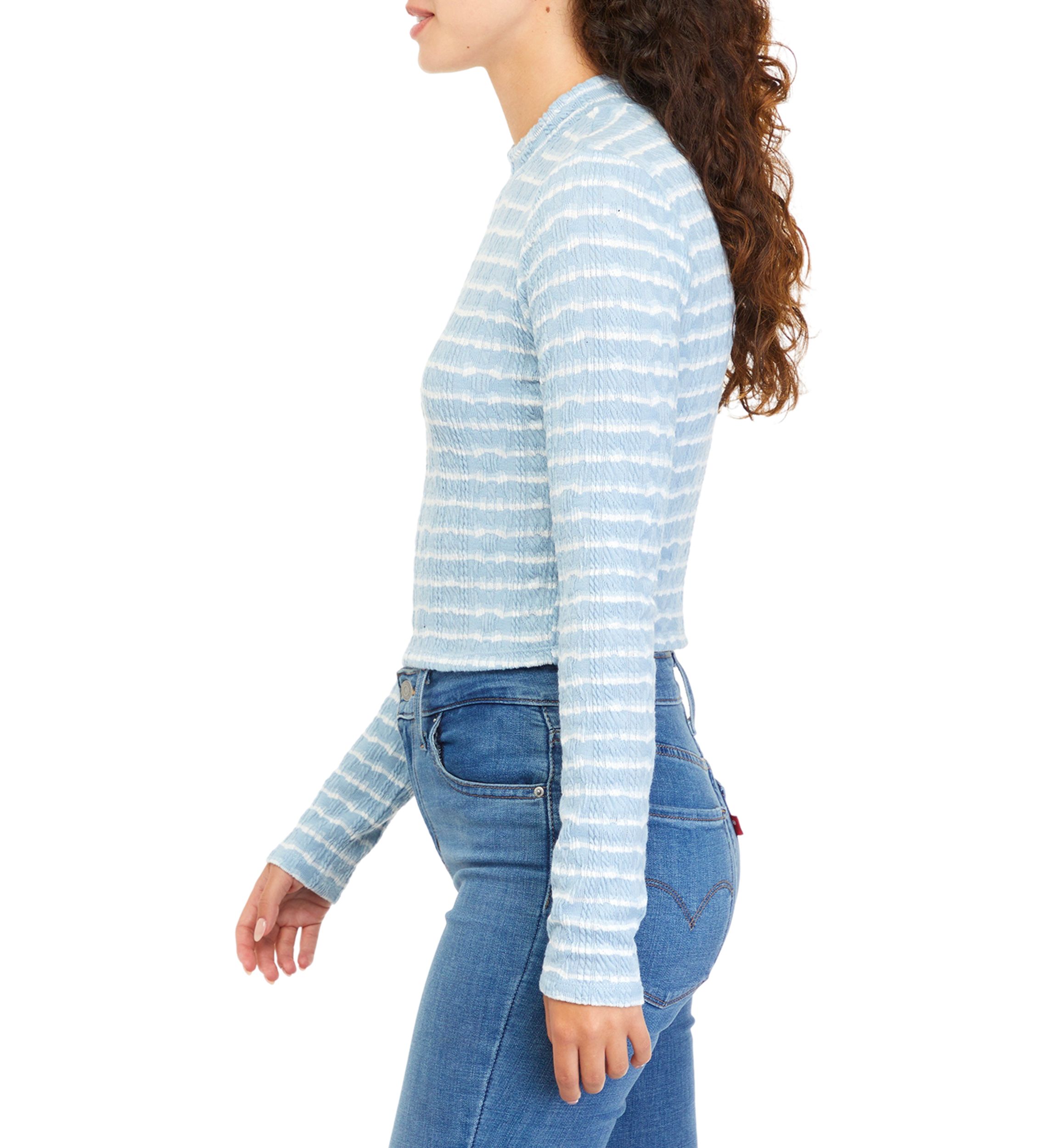 Juniors Long Sleeve Textured Mock Neck Top