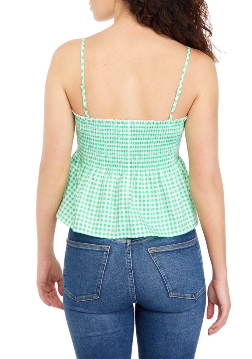 Juniors Smocked Peplum Top