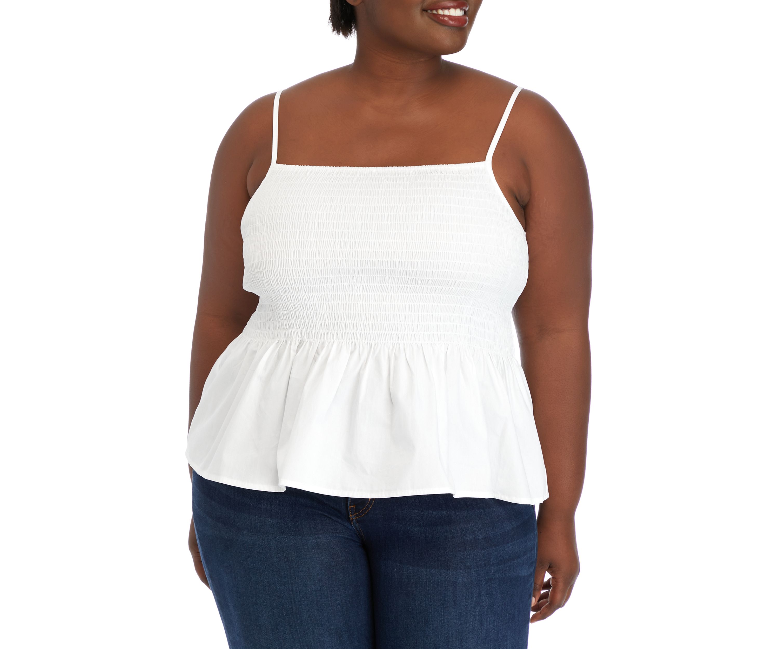 Plus Size Sleeveless Smocked Peplum Top 