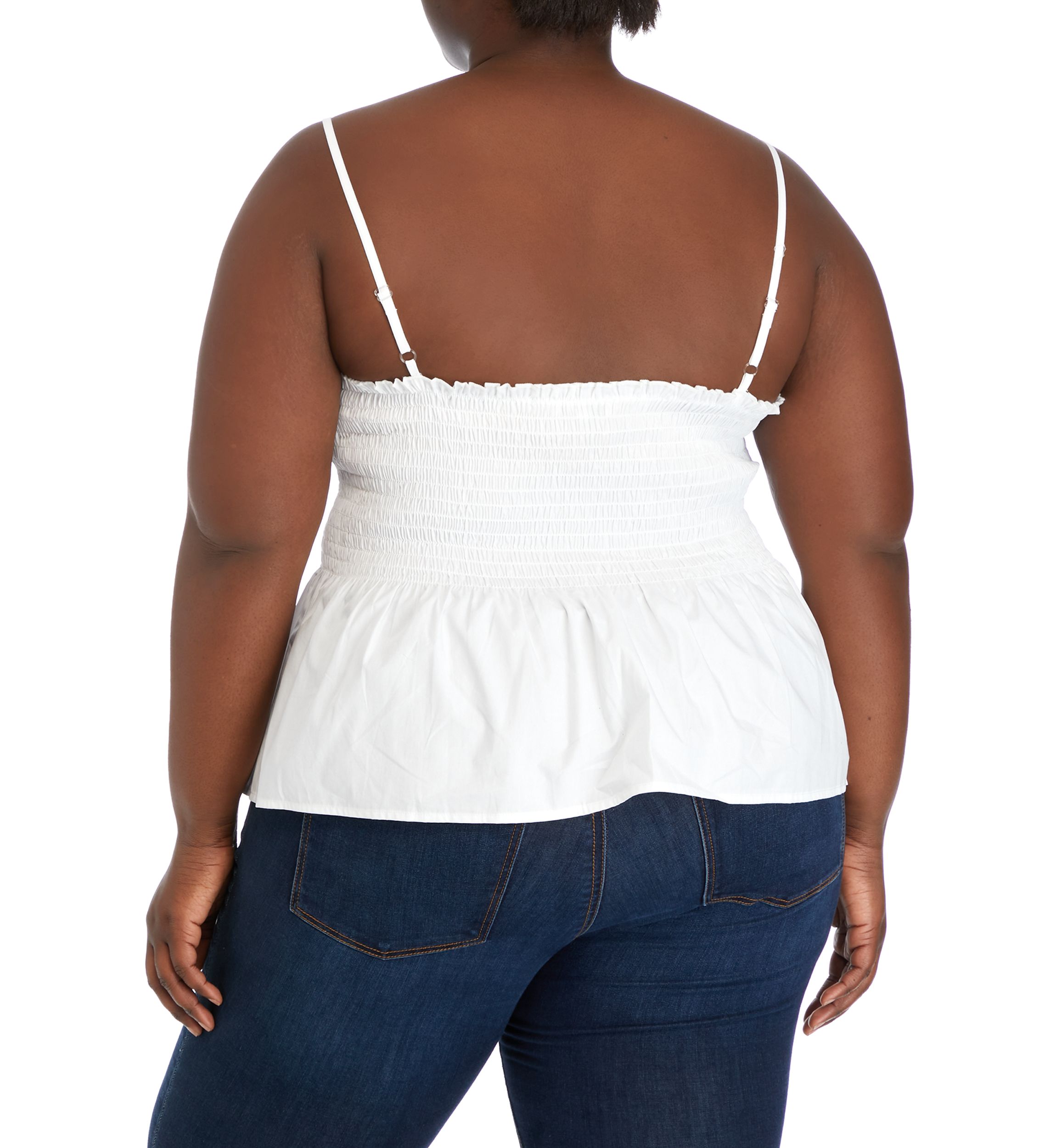 Plus Size Sleeveless Smocked Peplum Top 