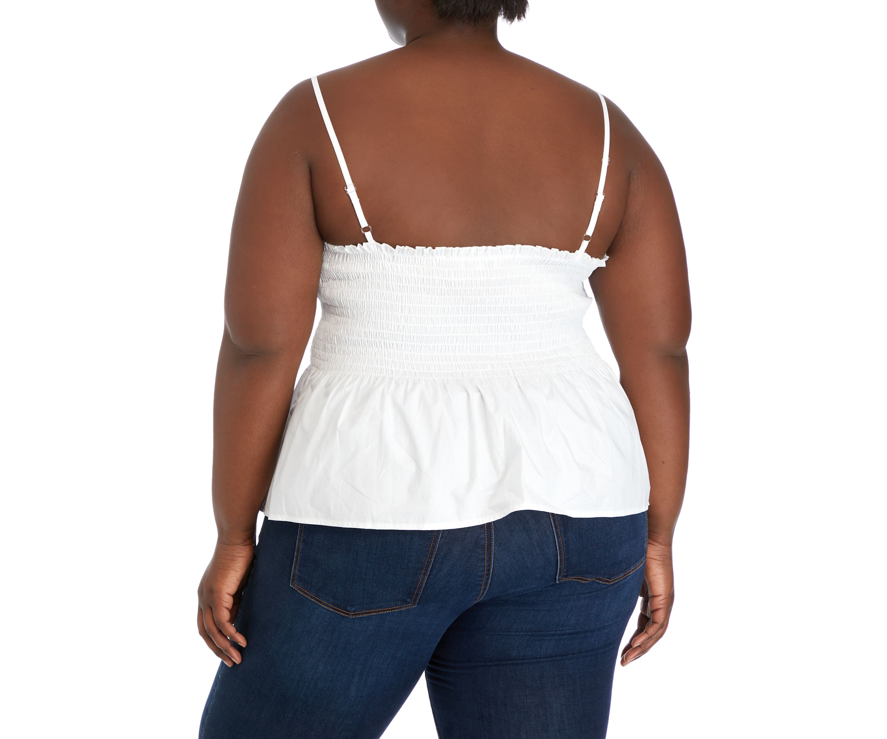 Plus Size Sleeveless Smocked Peplum Top 
