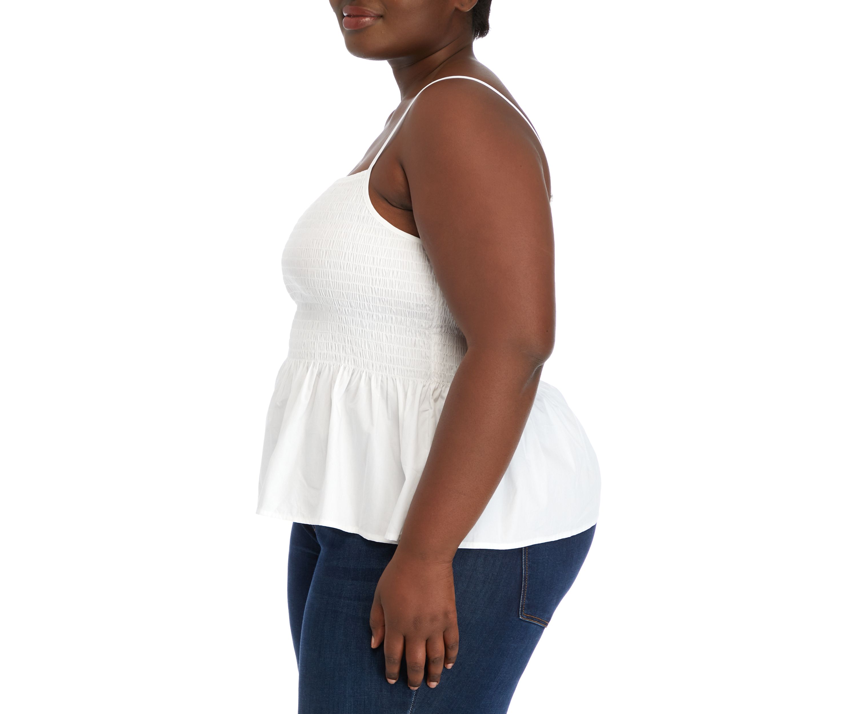 Plus Size Sleeveless Smocked Peplum Top 
