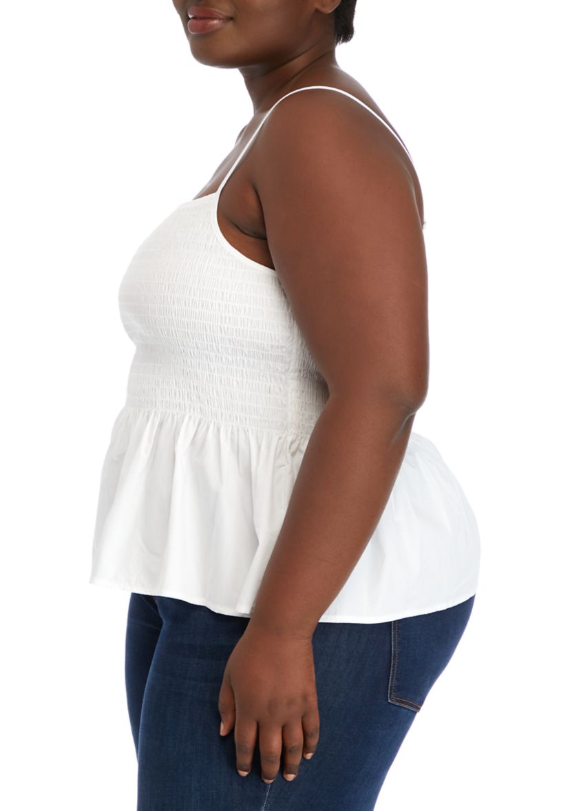 Plus Size Sleeveless Smocked Peplum Top 