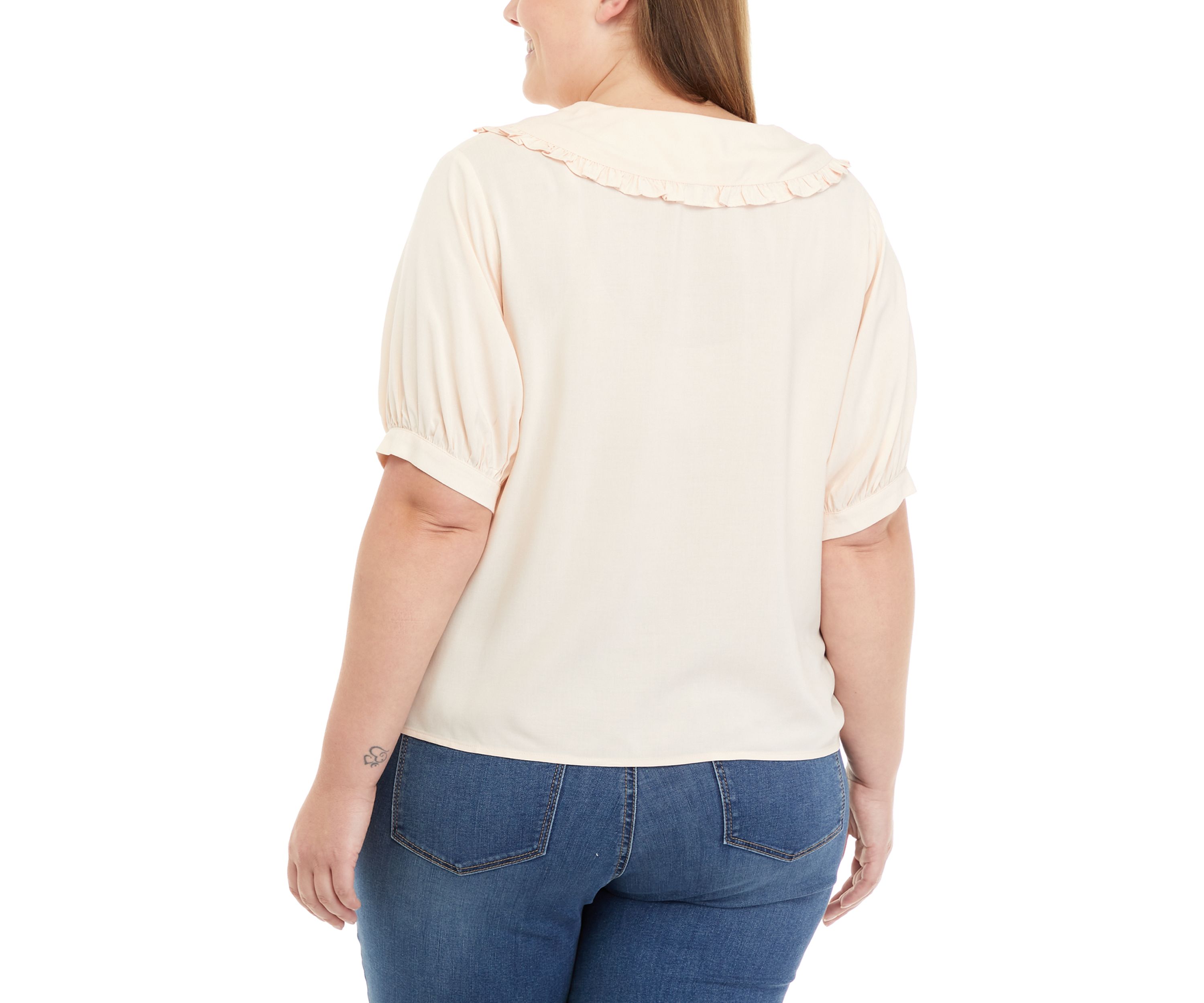 Plus Size Collared Button Front Top