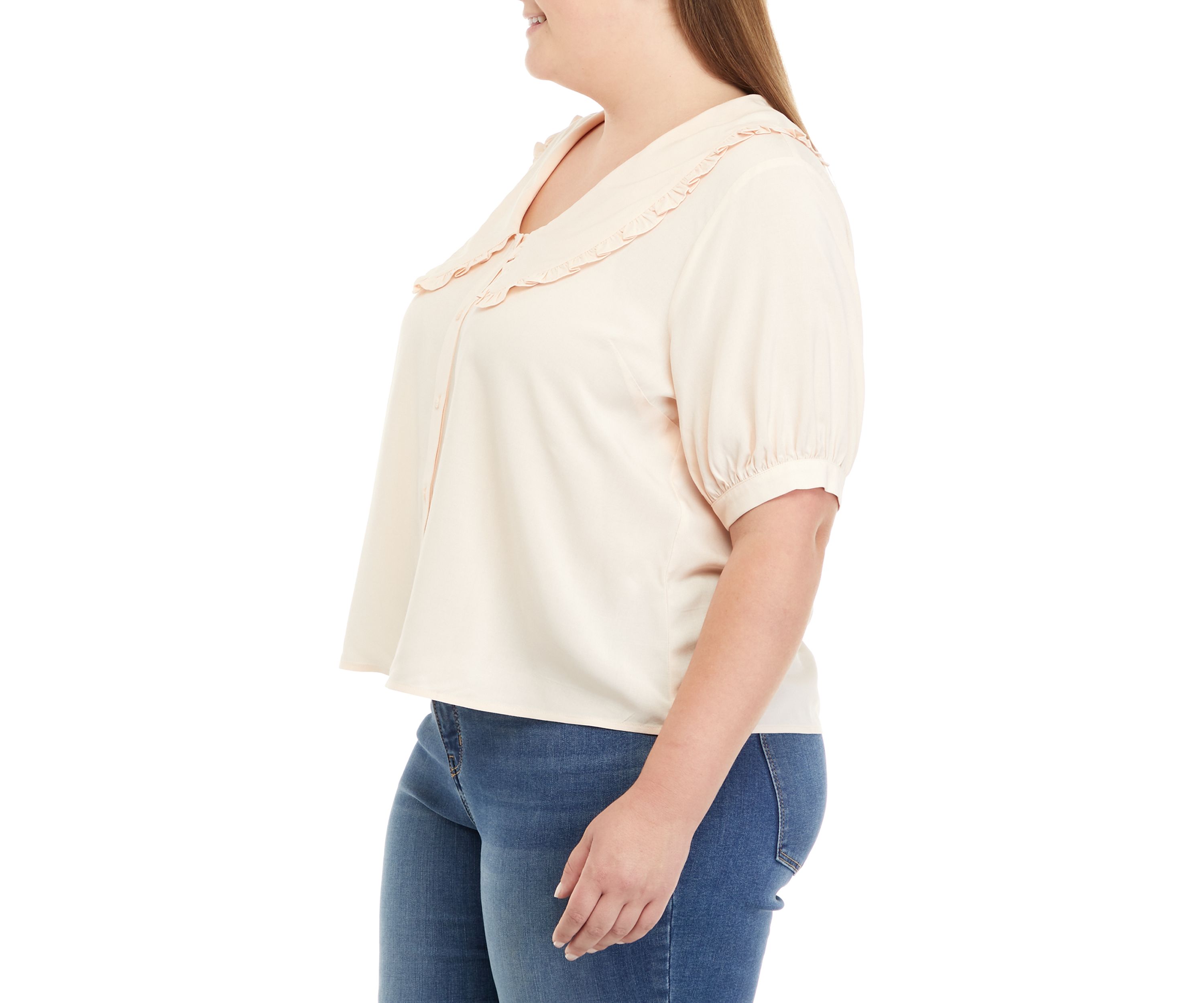 Plus Size Collared Button Front Top