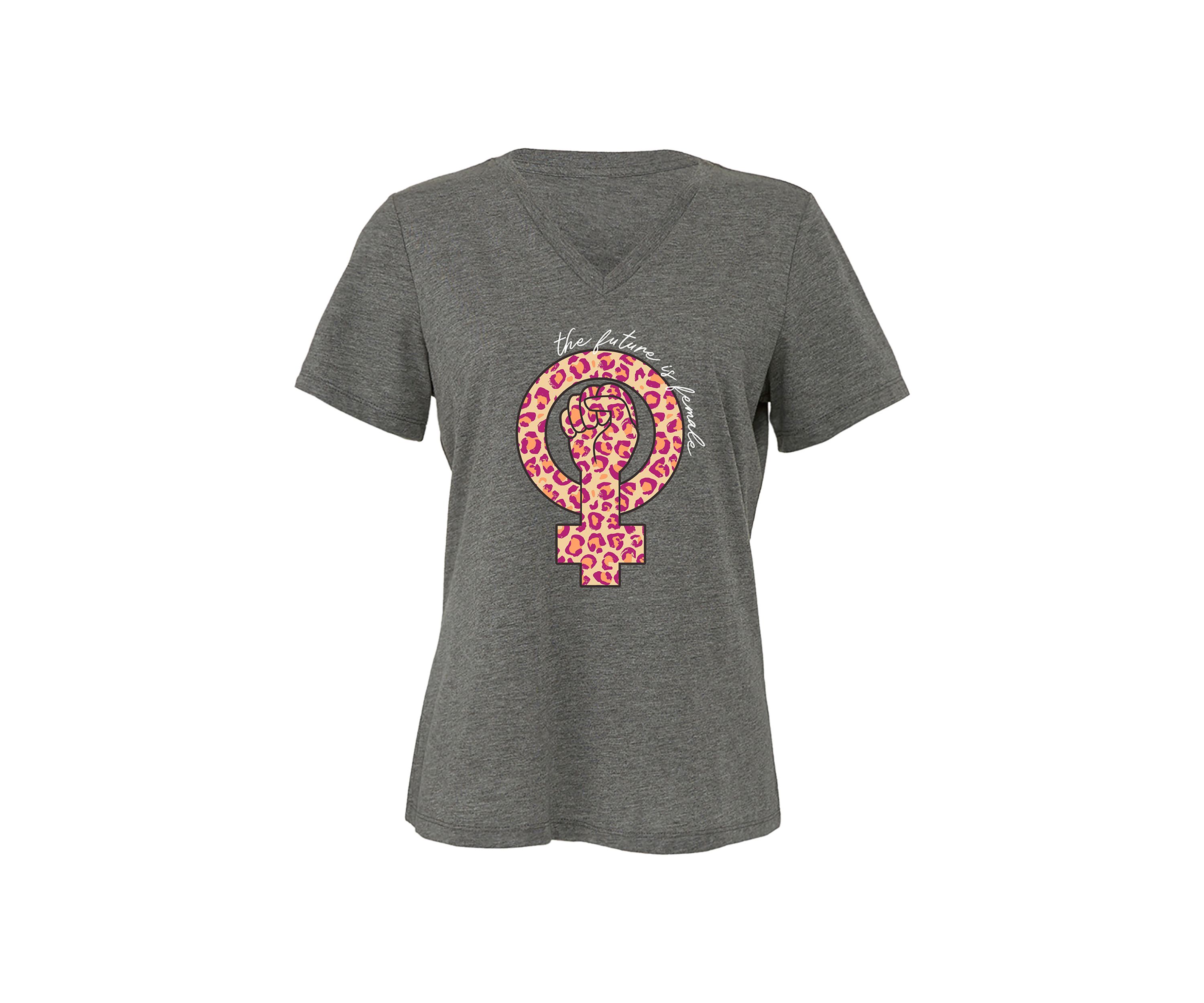 Feminist Slouchy V-Neck Graphic T-Shirt