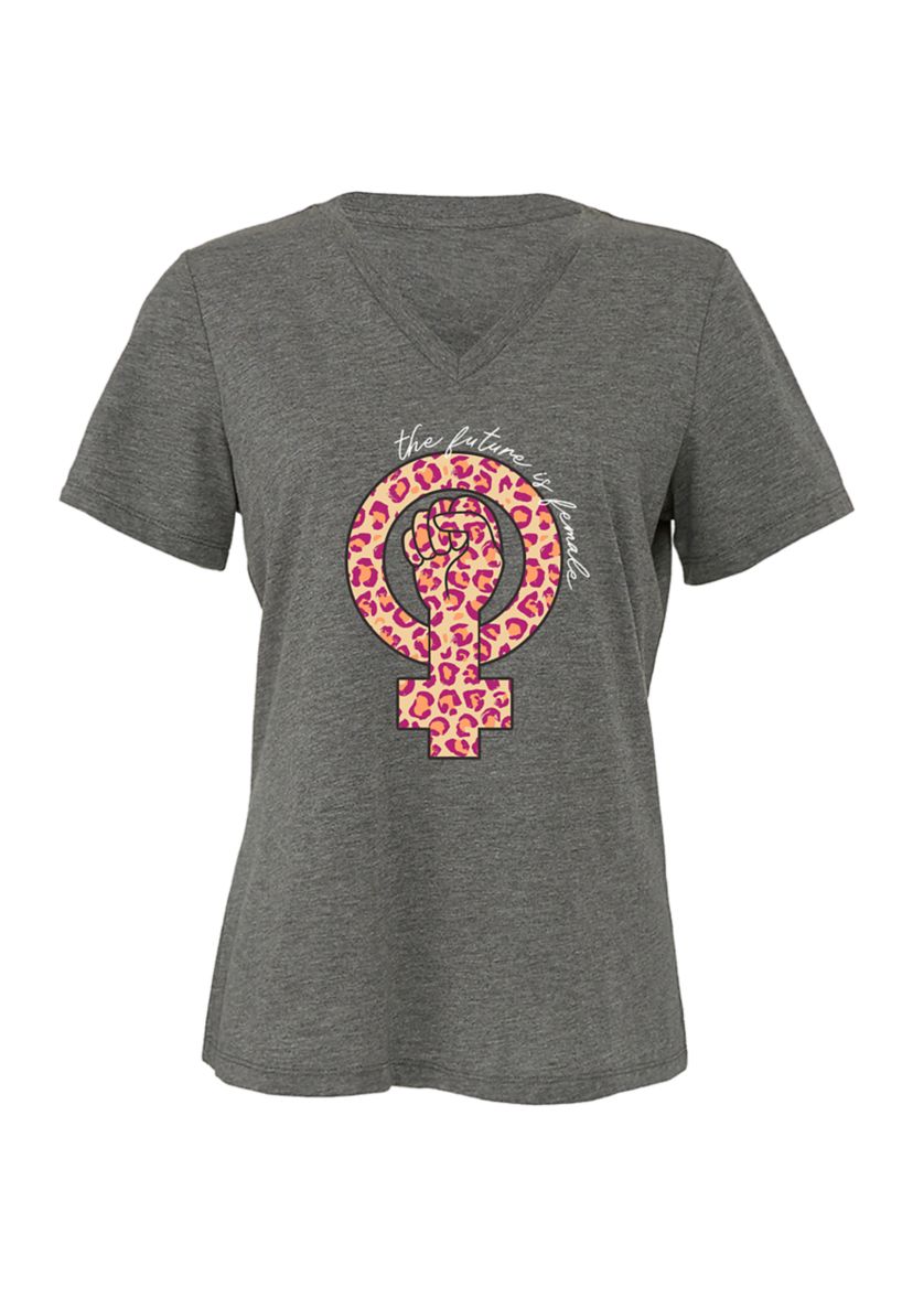 Feminist Slouchy V-Neck Graphic T-Shirt