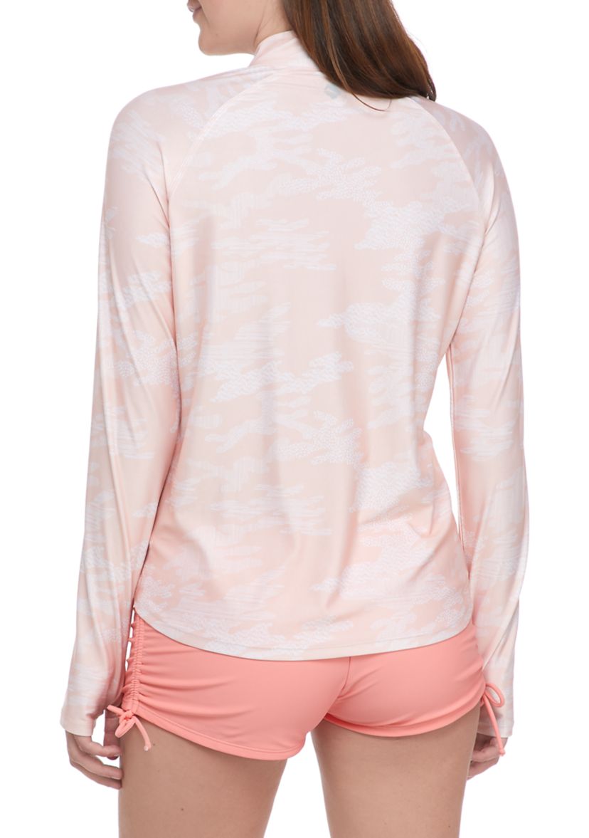 Womens Long Sleeve Zip Front Rash Guard 