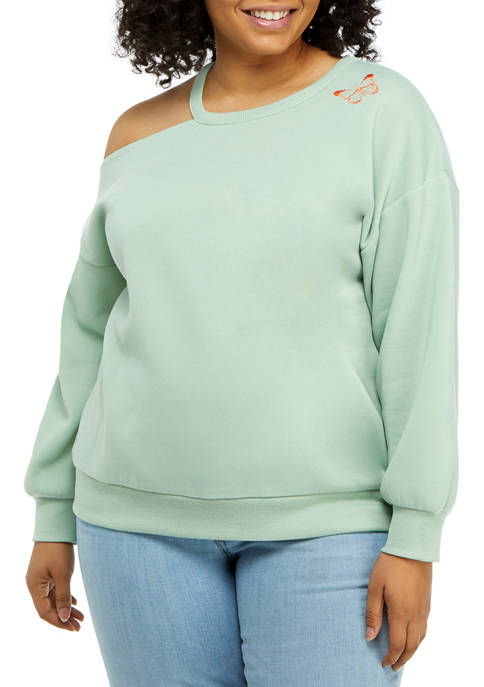JOLIE & JOY Plus Size Asymmetrical Cutout Sweatshirt