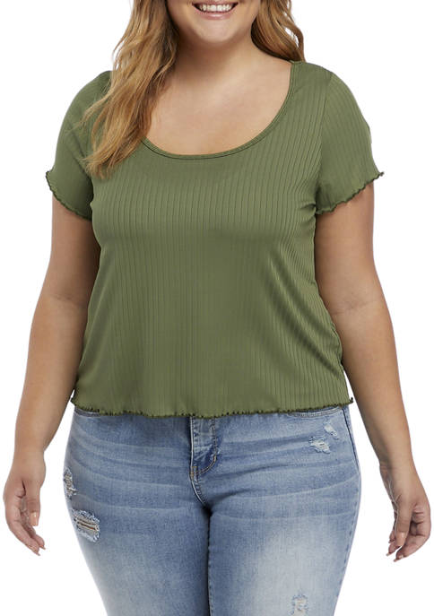 Full Circle Trends Plus Size Ribbed Short Sleeve