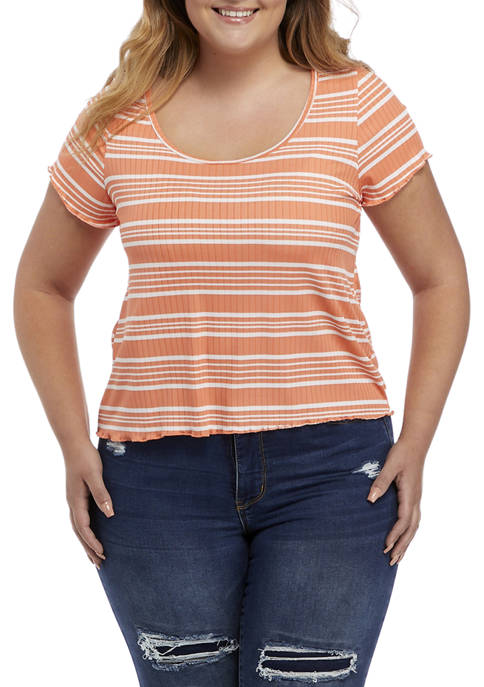 Full Circle Trends Plus Size Ribbed Short Sleeve