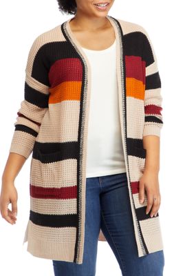 striped duster cardigan