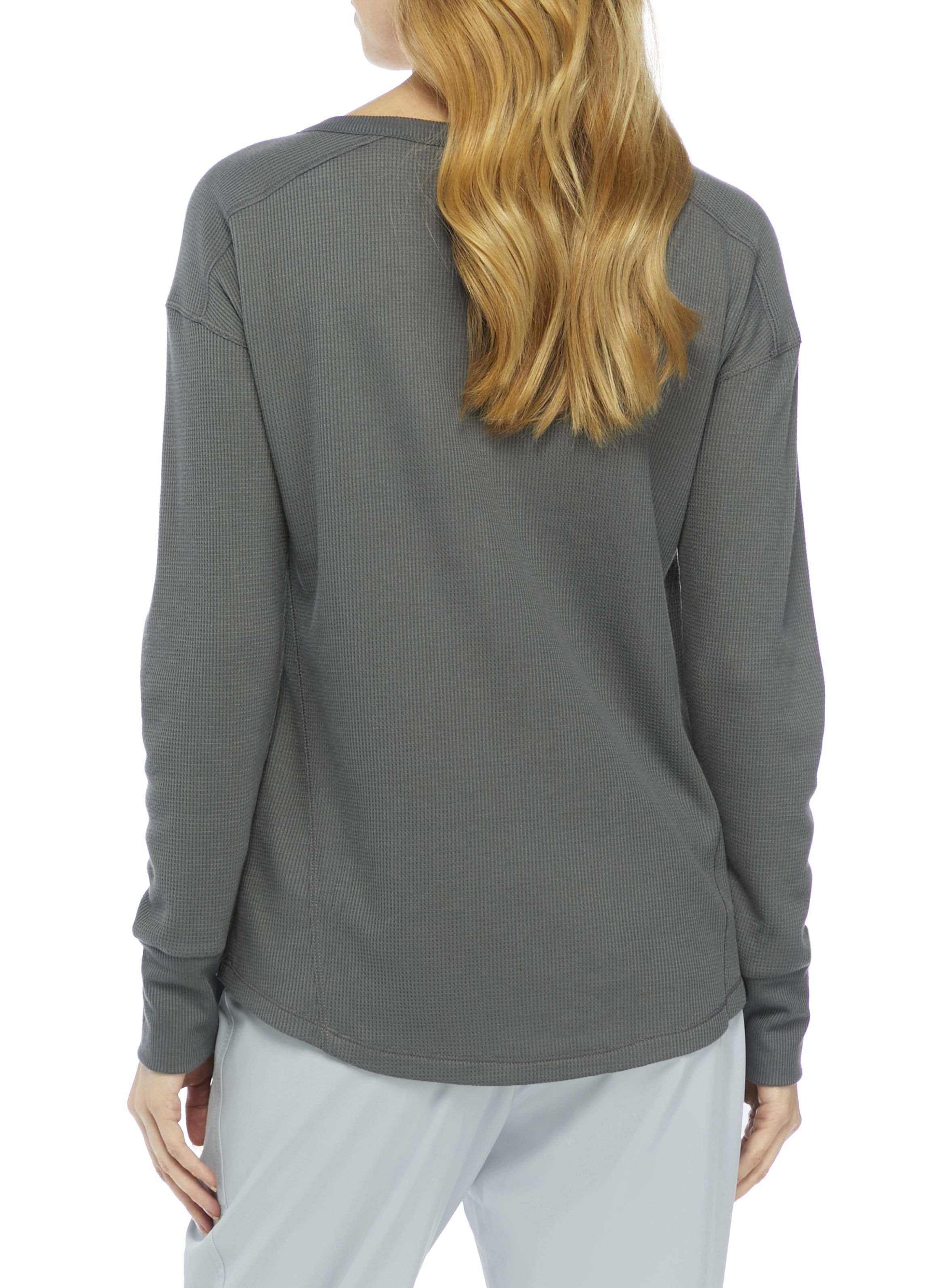 Womens Waffle Rib Knit Henley Top