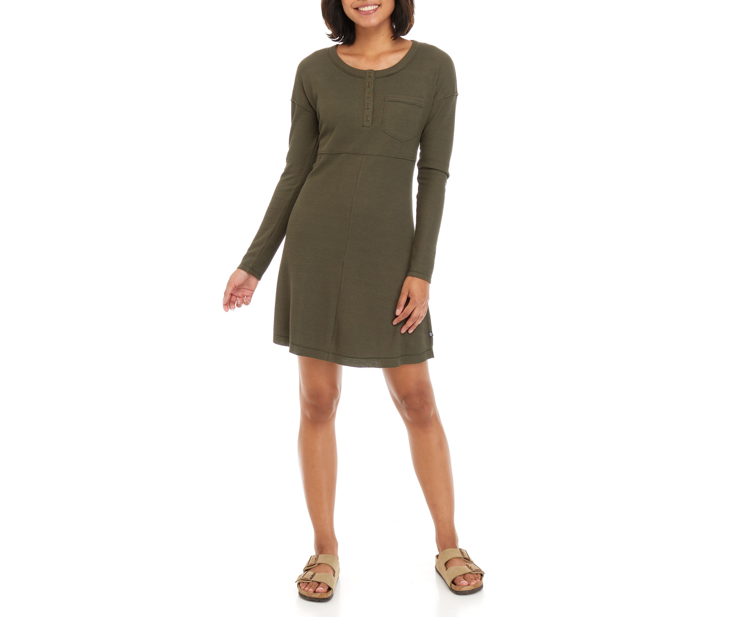 Womens Long Sleeve Waffle Dress