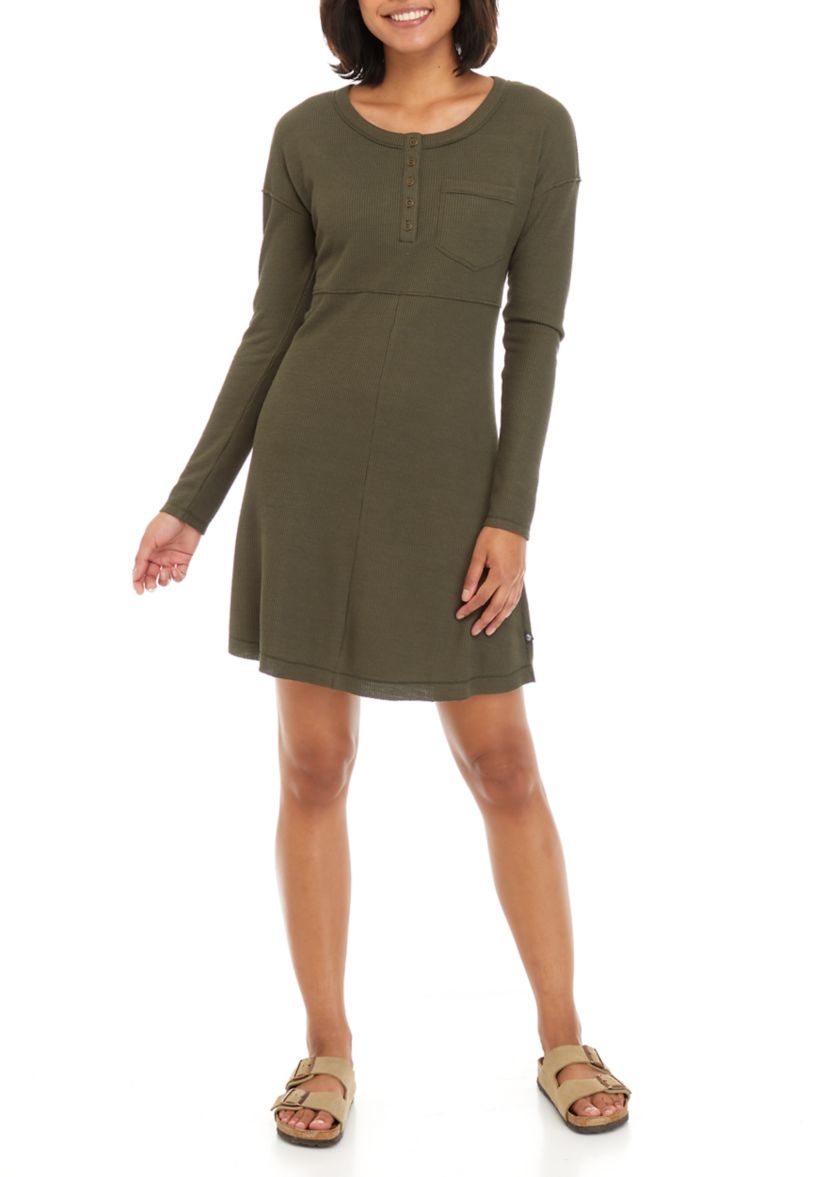 Womens Long Sleeve Waffle Dress