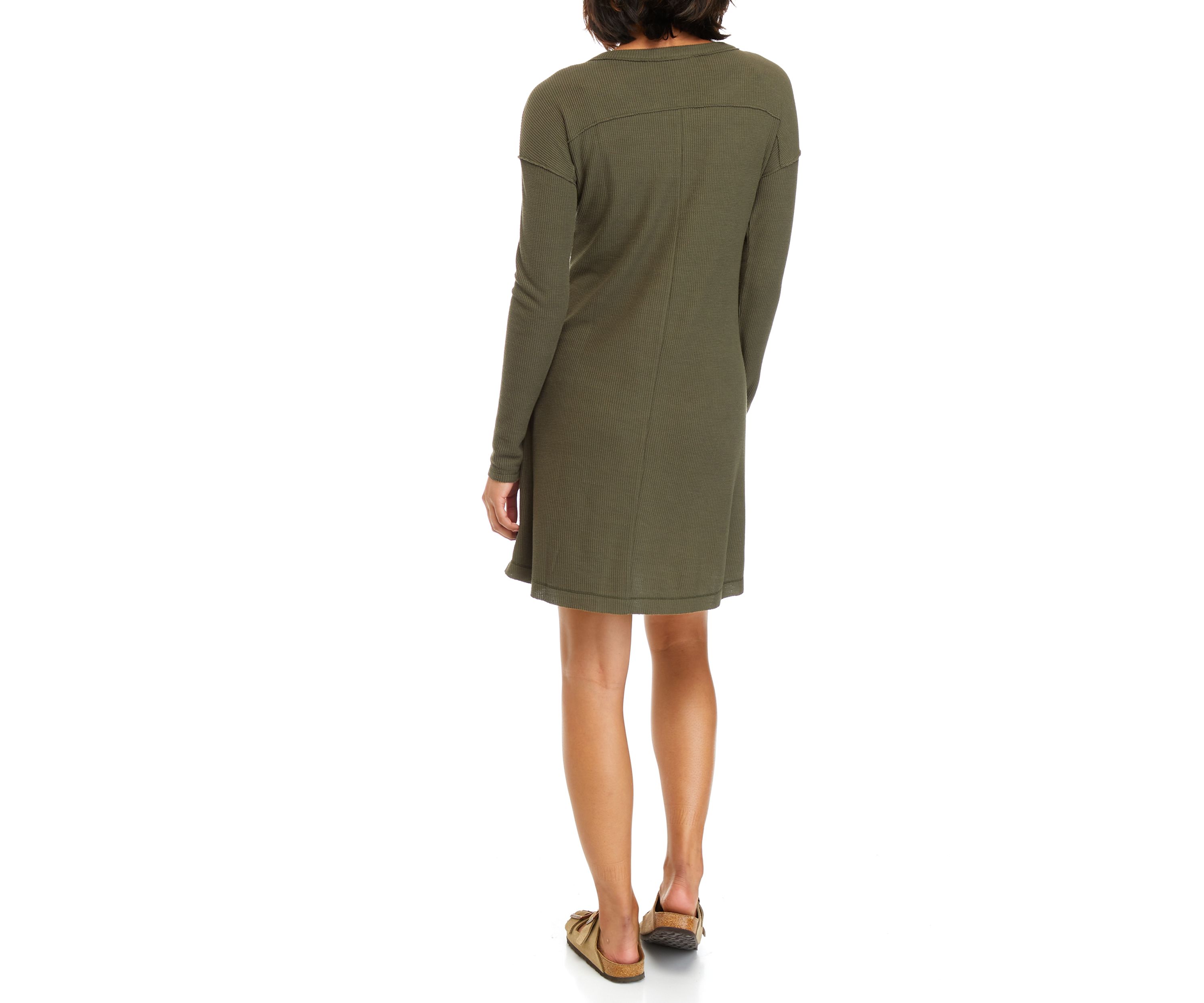Womens Long Sleeve Waffle Dress