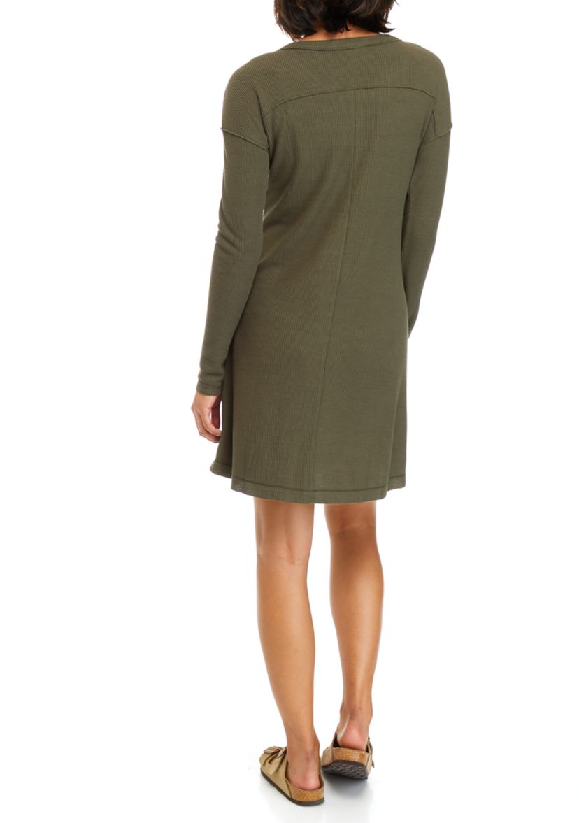 Womens Long Sleeve Waffle Dress