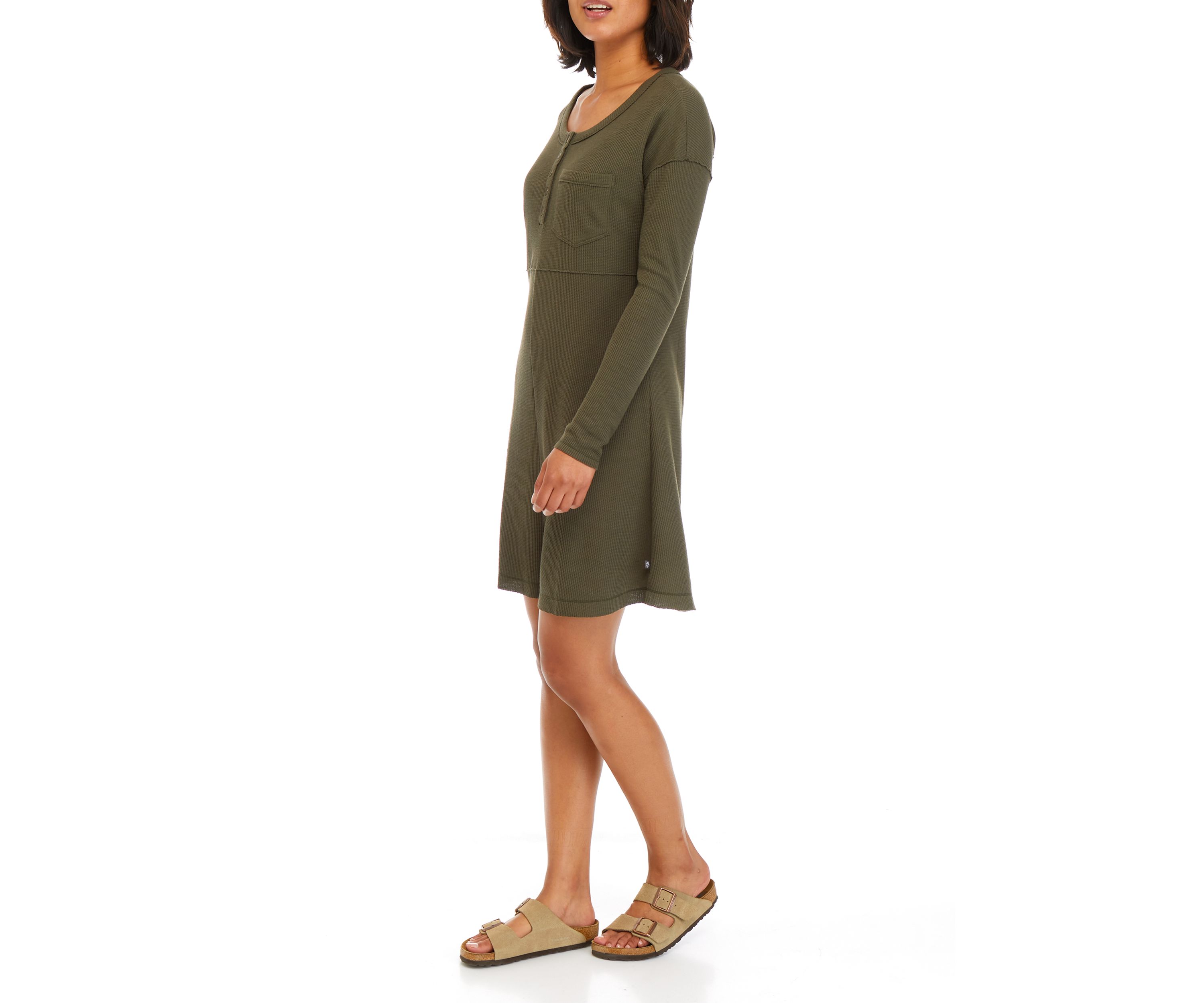 Womens Long Sleeve Waffle Dress