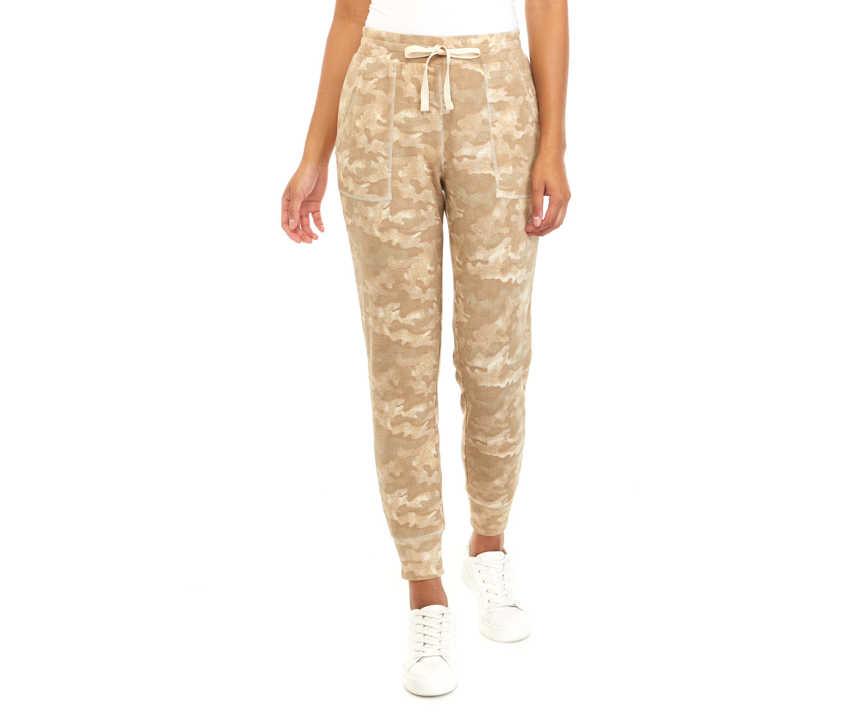 Womens Printed Waffle Knit Joggers 
