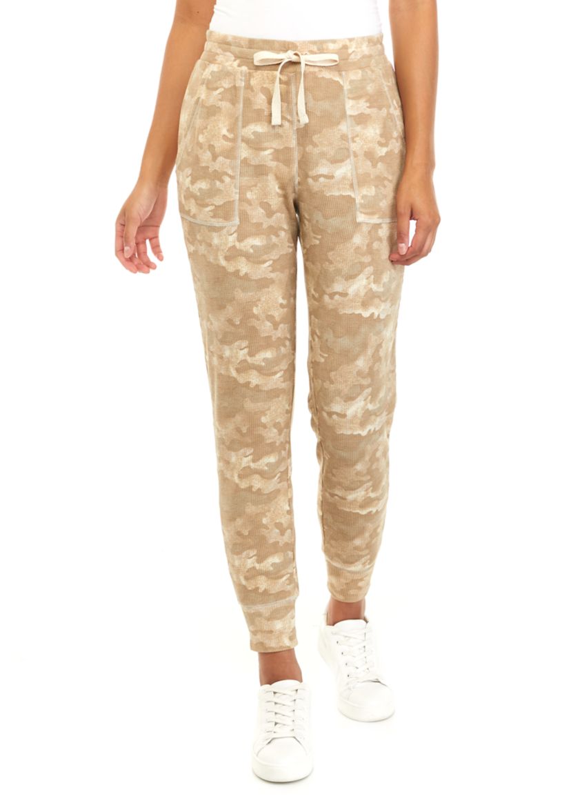 Womens Printed Waffle Knit Joggers 