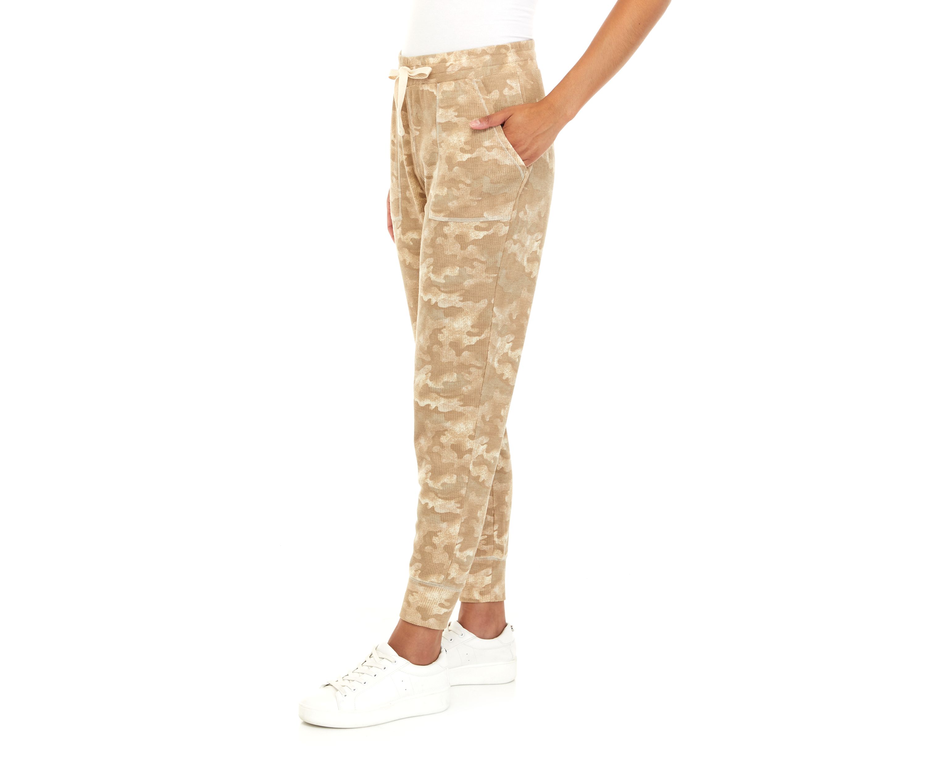 Womens Printed Waffle Knit Joggers 