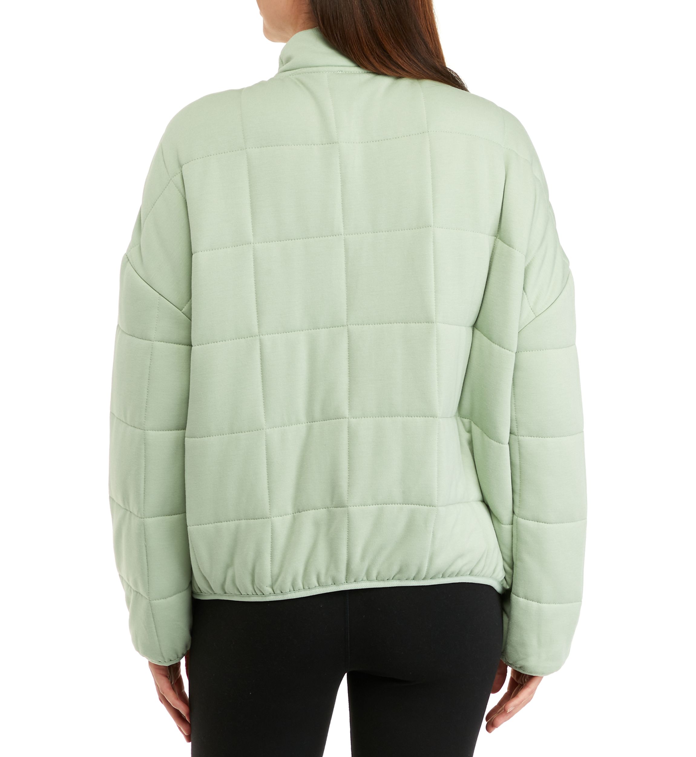Womens Long Sleeve Quarter Zip Knit Puffer Jacket