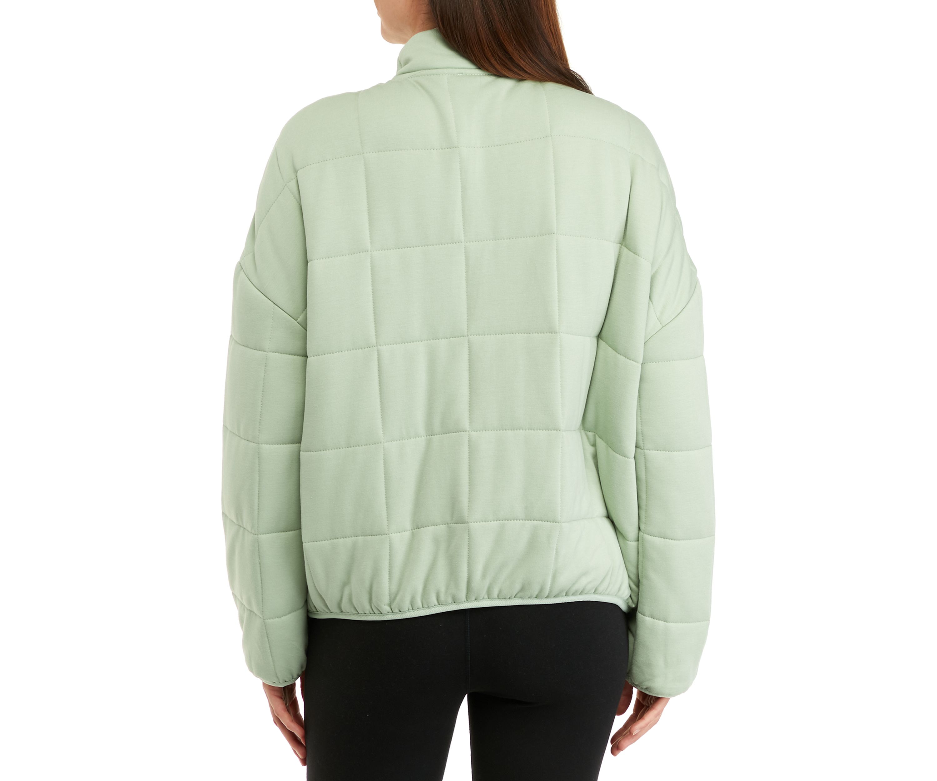 Womens Long Sleeve Quarter Zip Knit Puffer Jacket