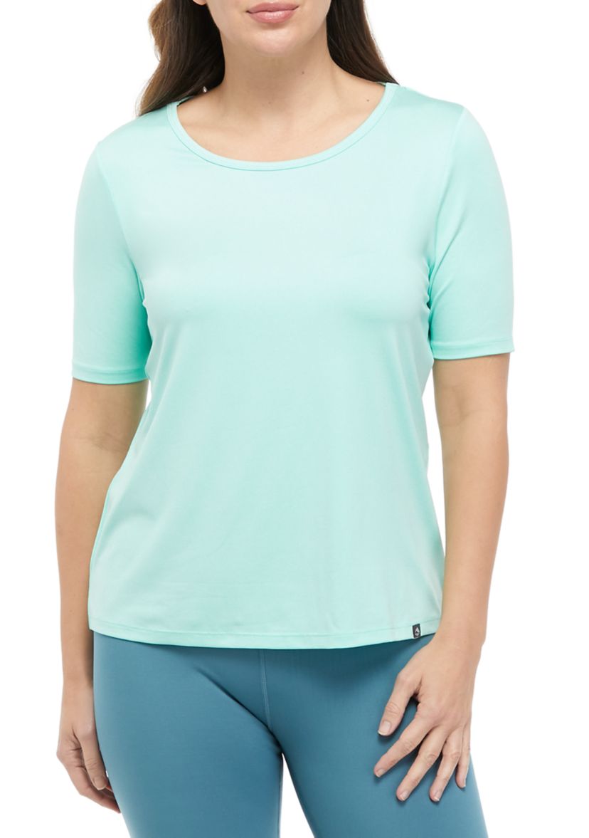 Womens Elbow Sleeve Cross Back Shirt 