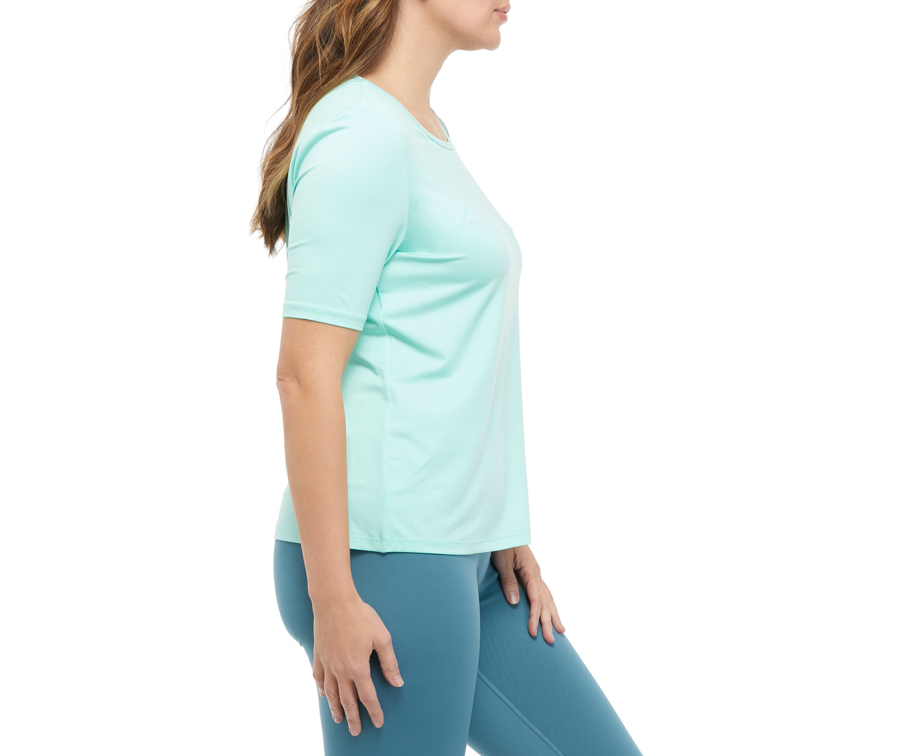 Womens Elbow Sleeve Cross Back Shirt 