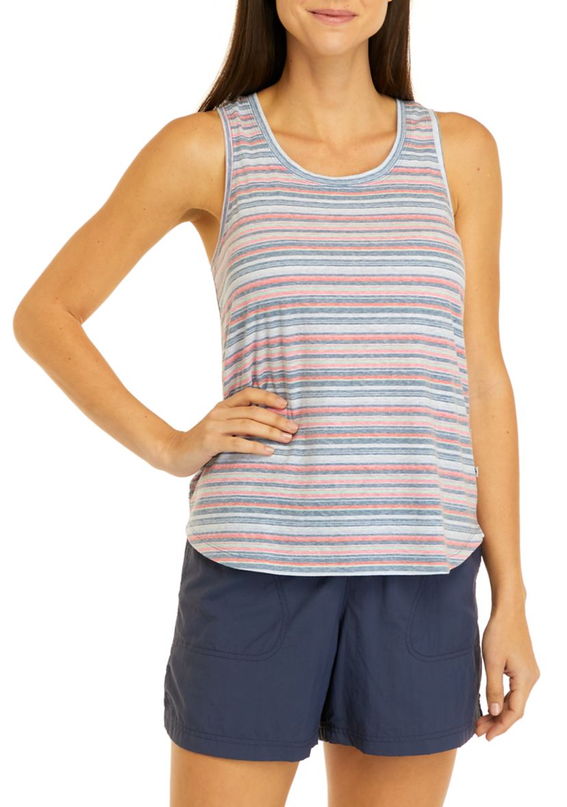 Womens Racerback Pleat Printed Tank Top