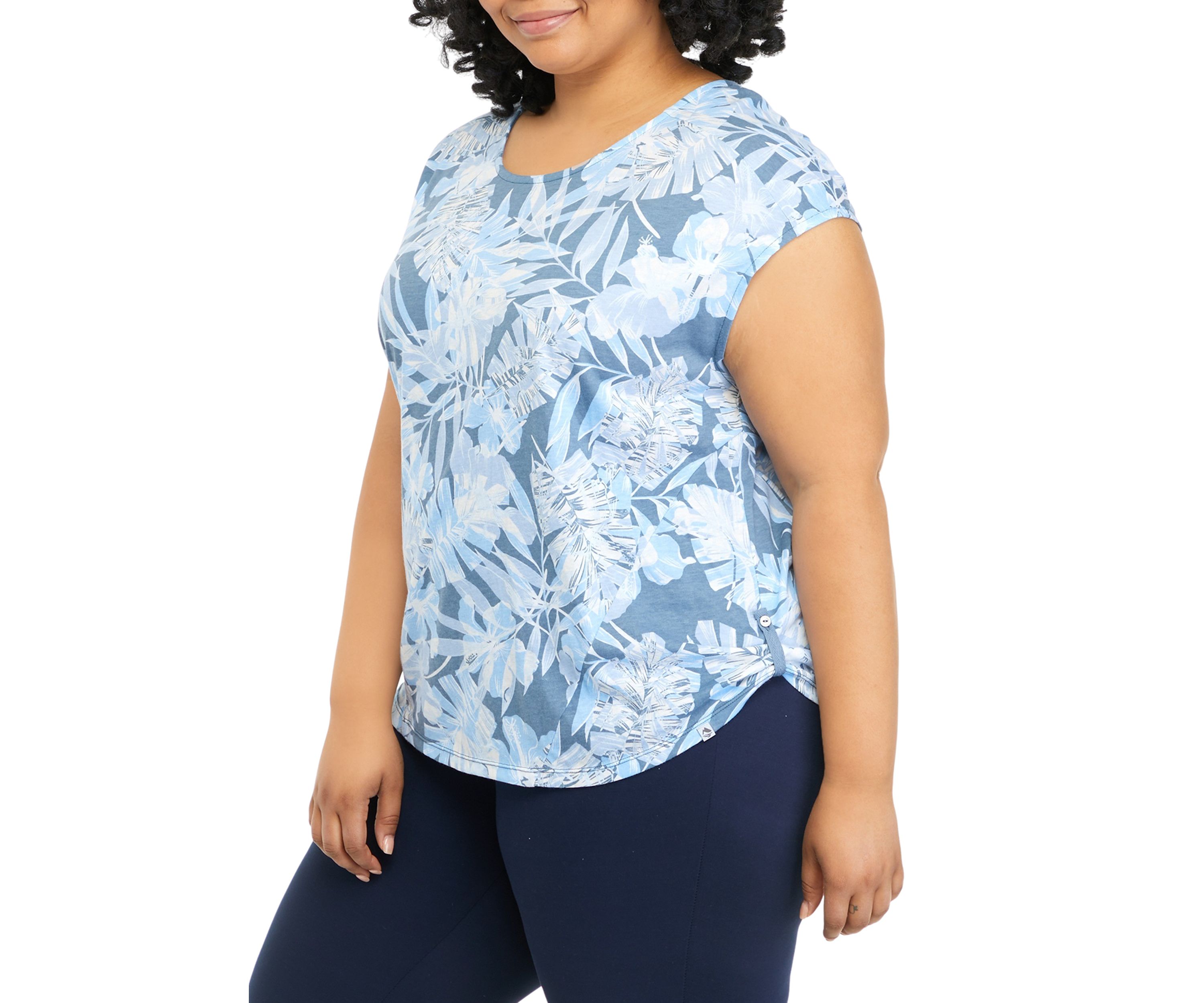 Plus Size Short Sleeve U-Neck Printed Top