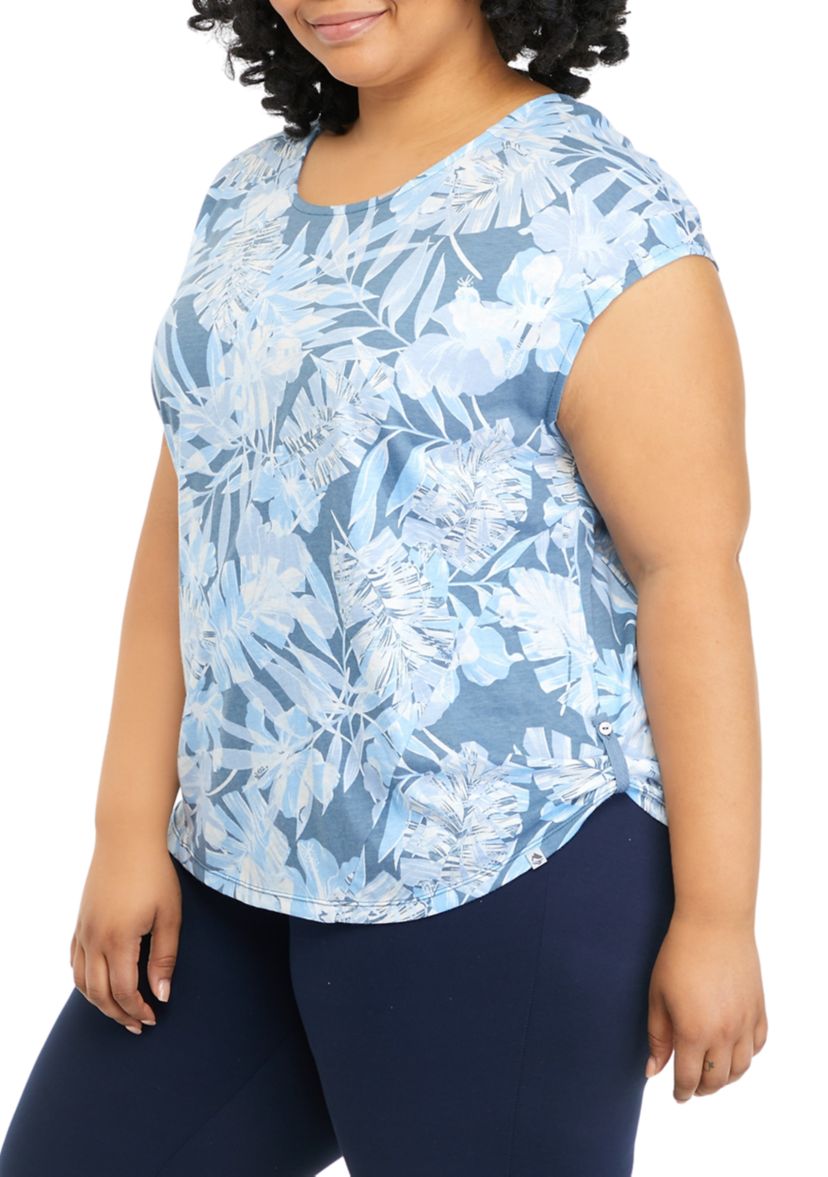 Plus Size Short Sleeve U-Neck Printed Top