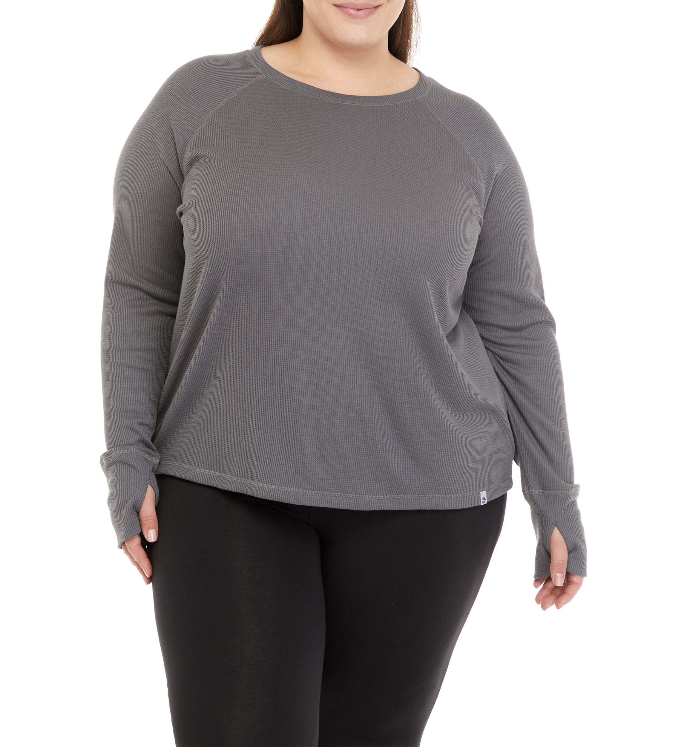 Plus Size Long Sleeve Waffle Knit Shirt 