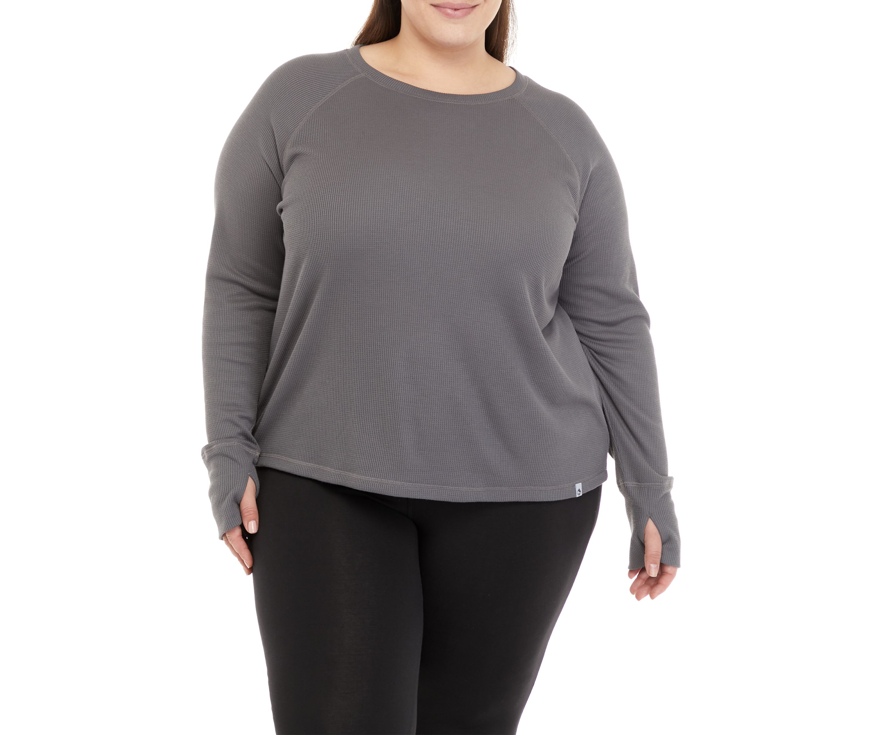 Plus Size Long Sleeve Waffle Knit Shirt 
