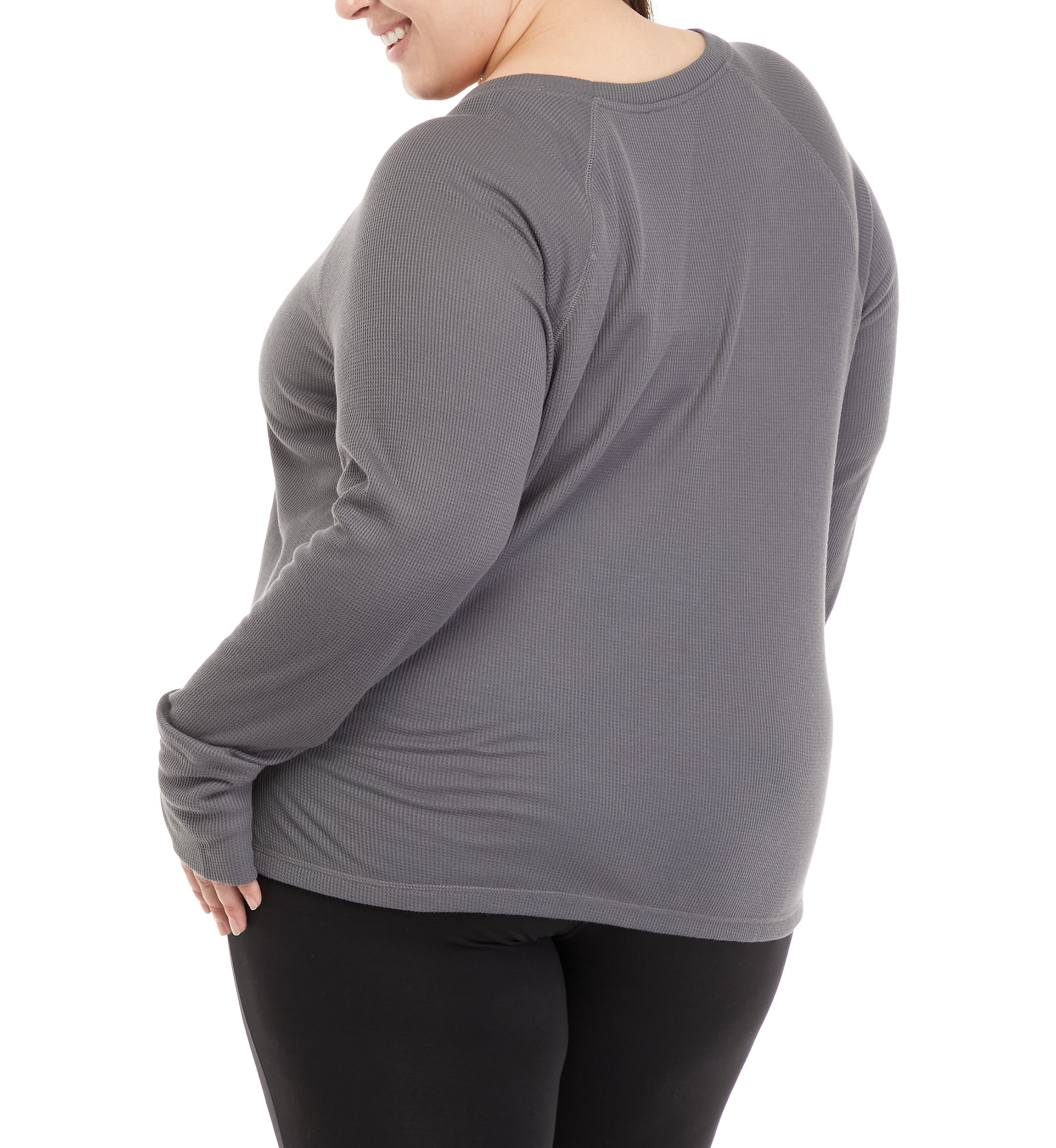 Plus Size Long Sleeve Waffle Knit Shirt 