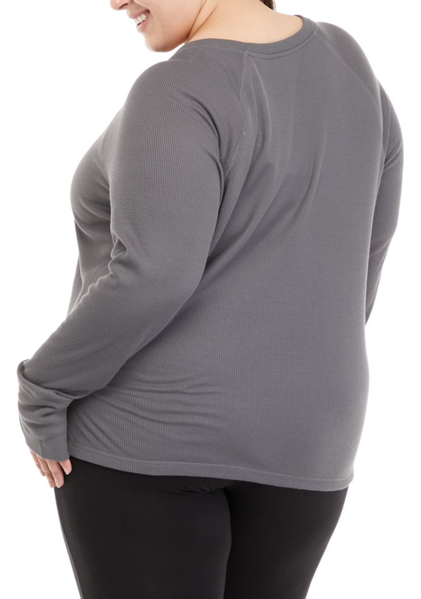 Plus Size Long Sleeve Waffle Knit Shirt 