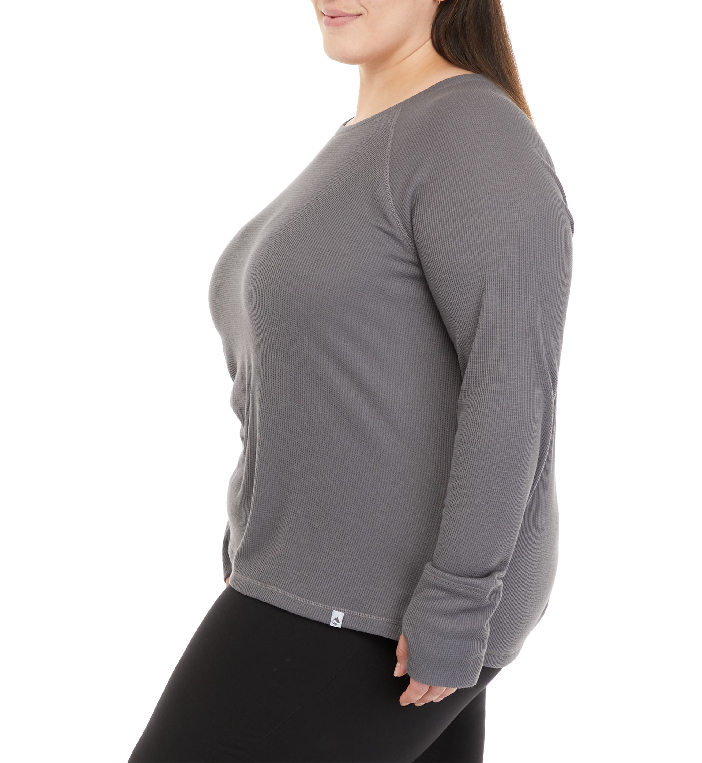 Plus Size Long Sleeve Waffle Knit Shirt 