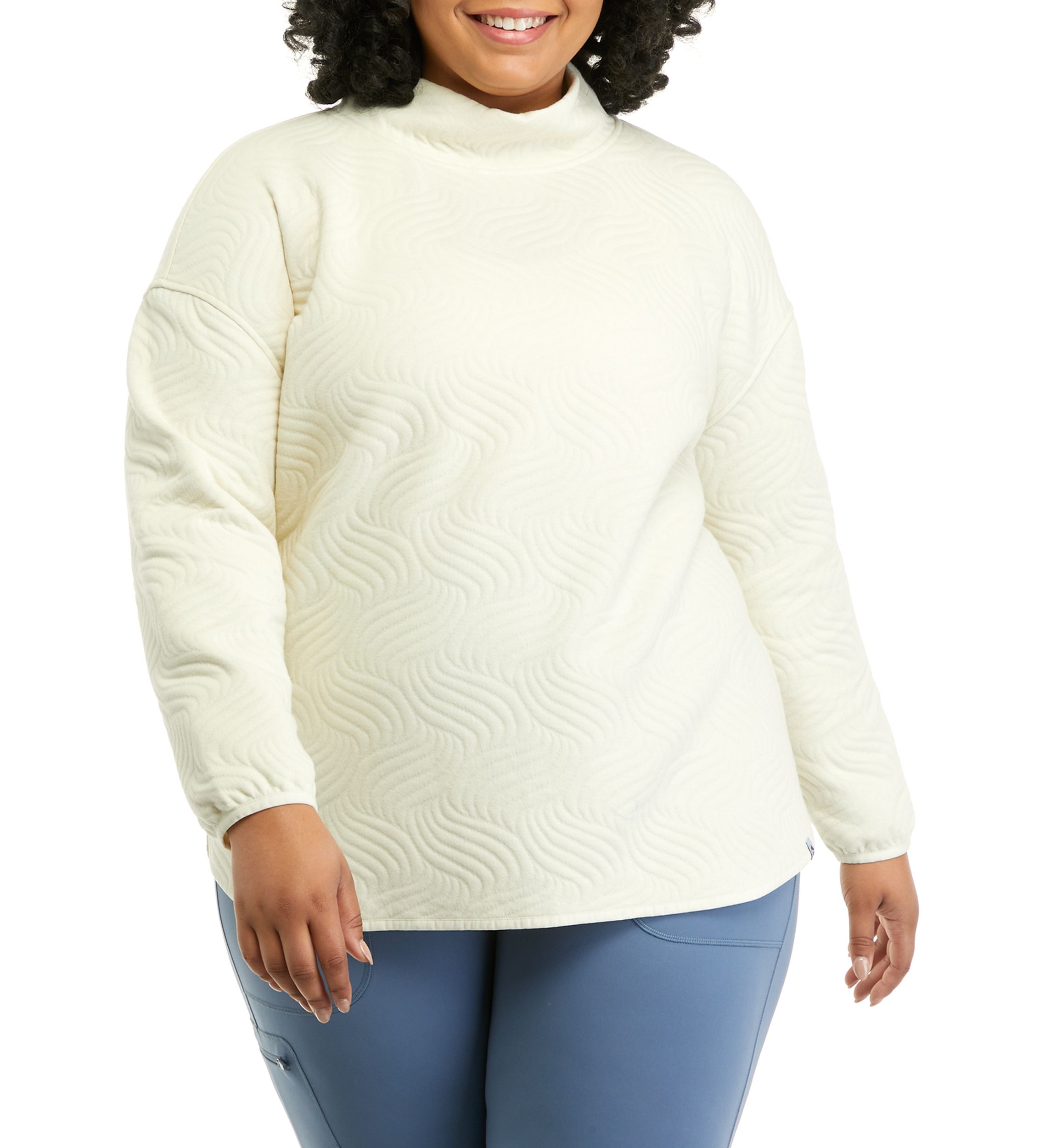 Plus Size Long Sleeve Quilted Turtleneck Sweater 