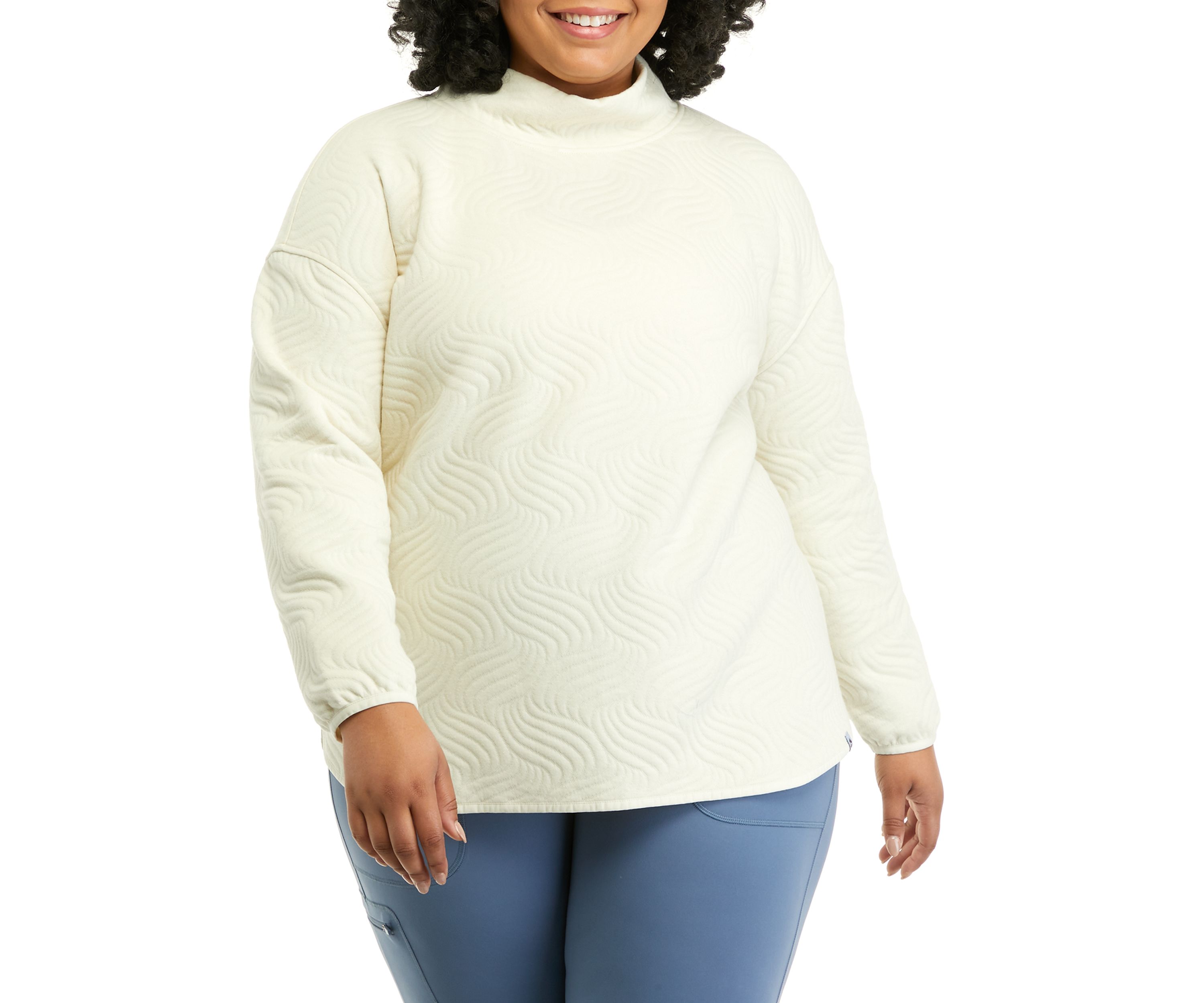Plus Size Long Sleeve Quilted Turtleneck Sweater 