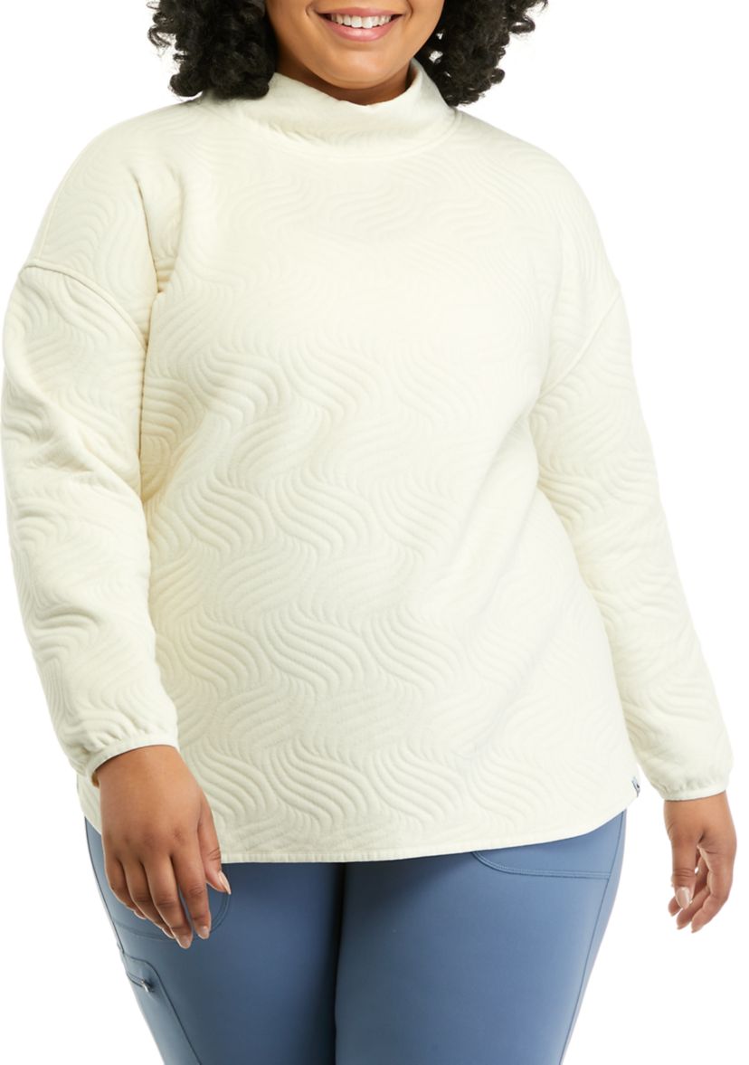 Plus Size Long Sleeve Quilted Turtleneck Sweater 