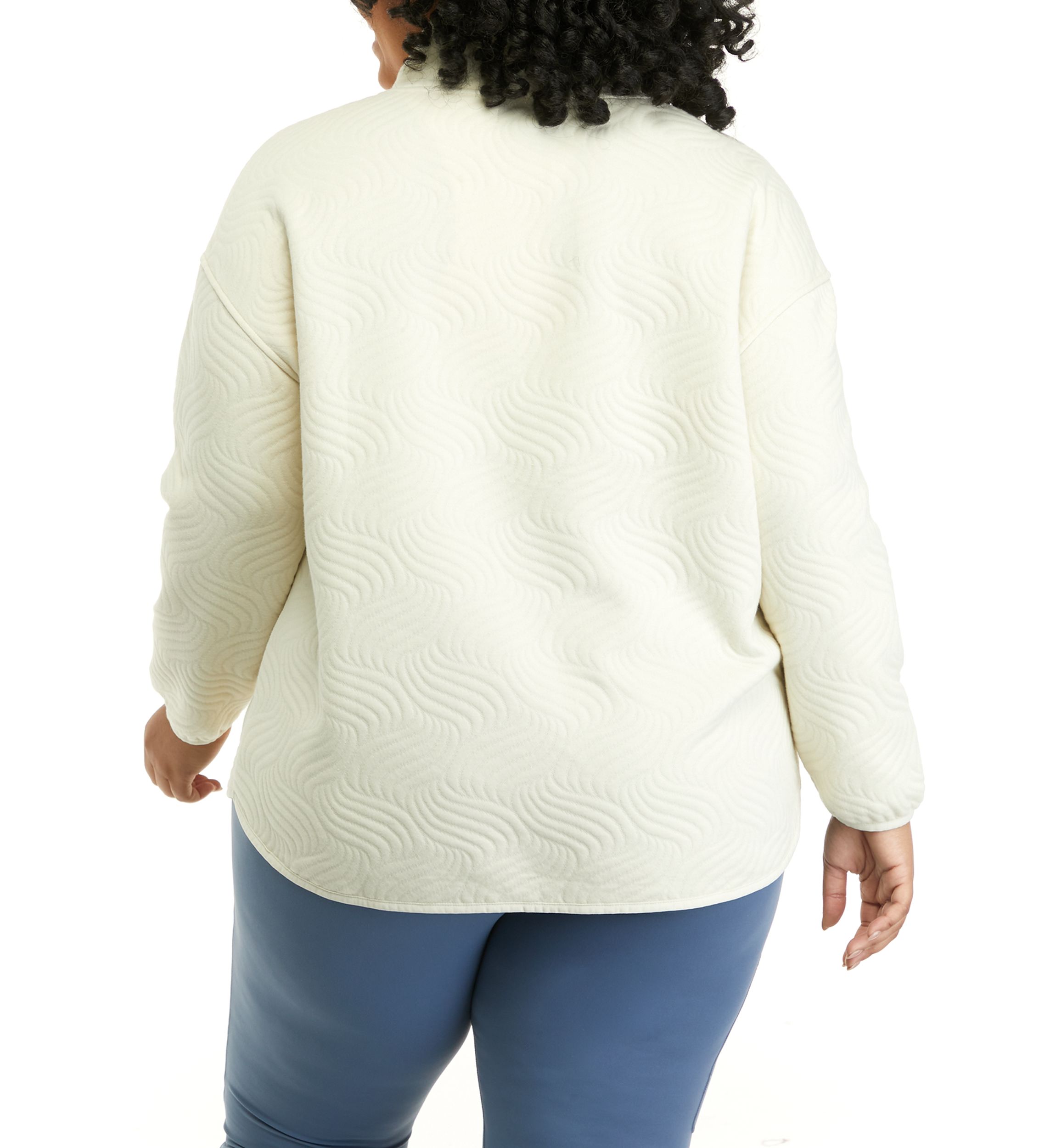 Plus Size Long Sleeve Quilted Turtleneck Sweater 