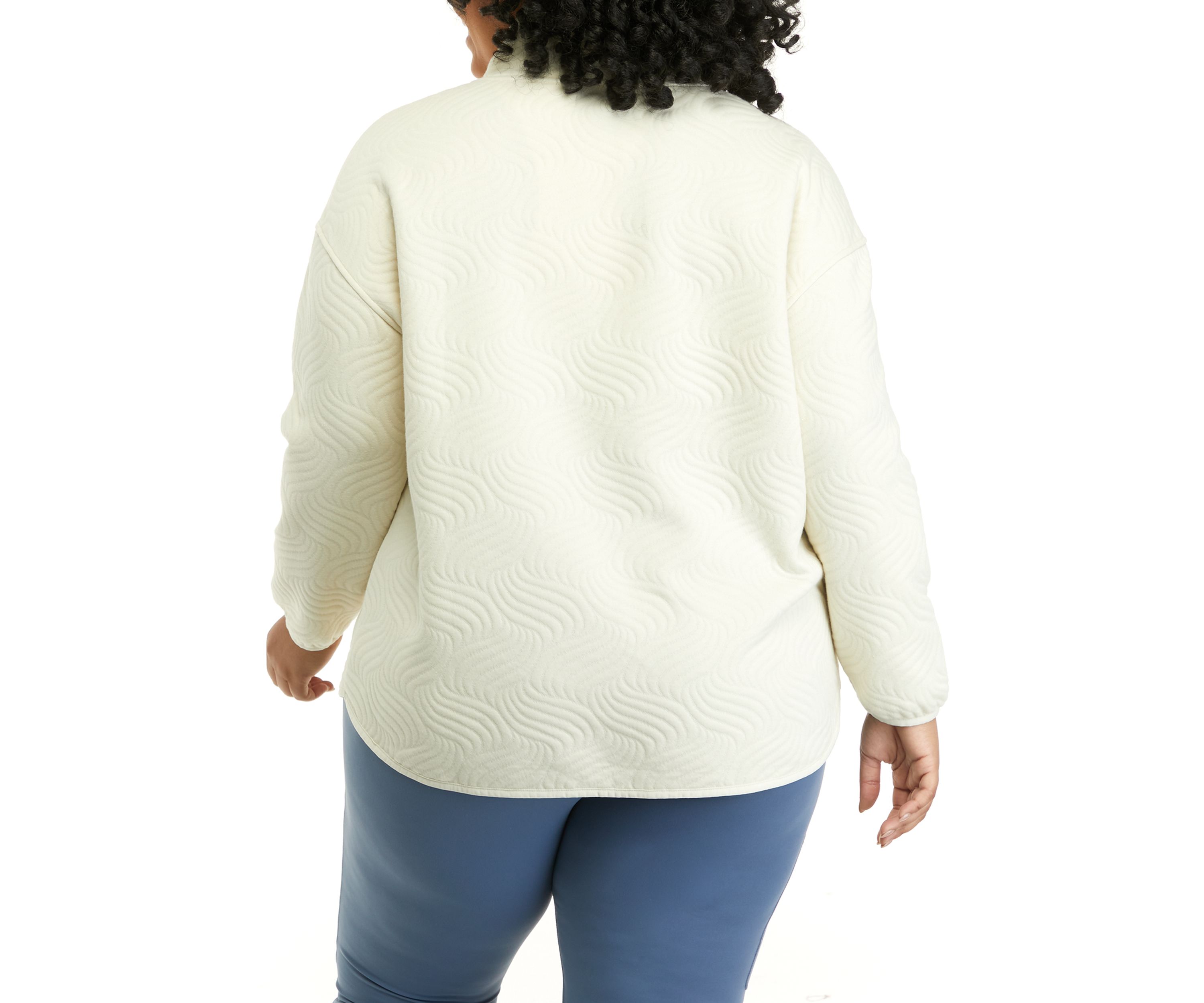 Plus Size Long Sleeve Quilted Turtleneck Sweater 